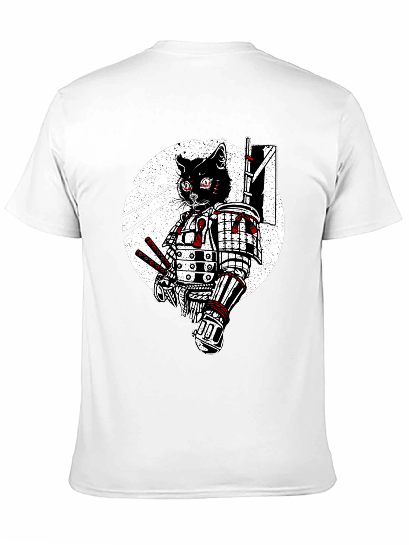 Black Samurai Cat Graphic Tee - Black Cotton T-Shirt view 11