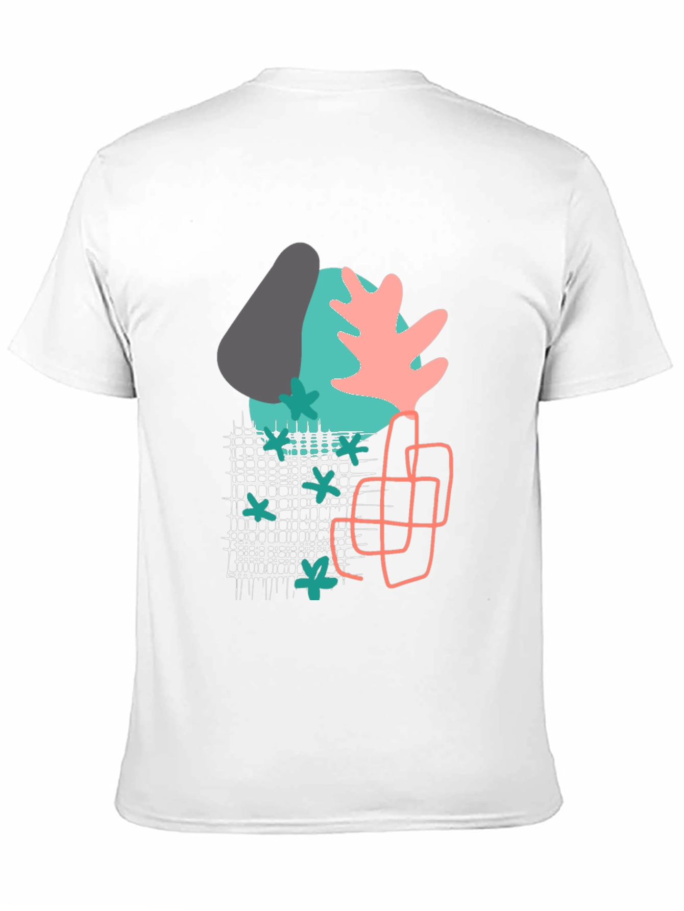 Black Abstract Geometric Print Black T-Shirt view 11