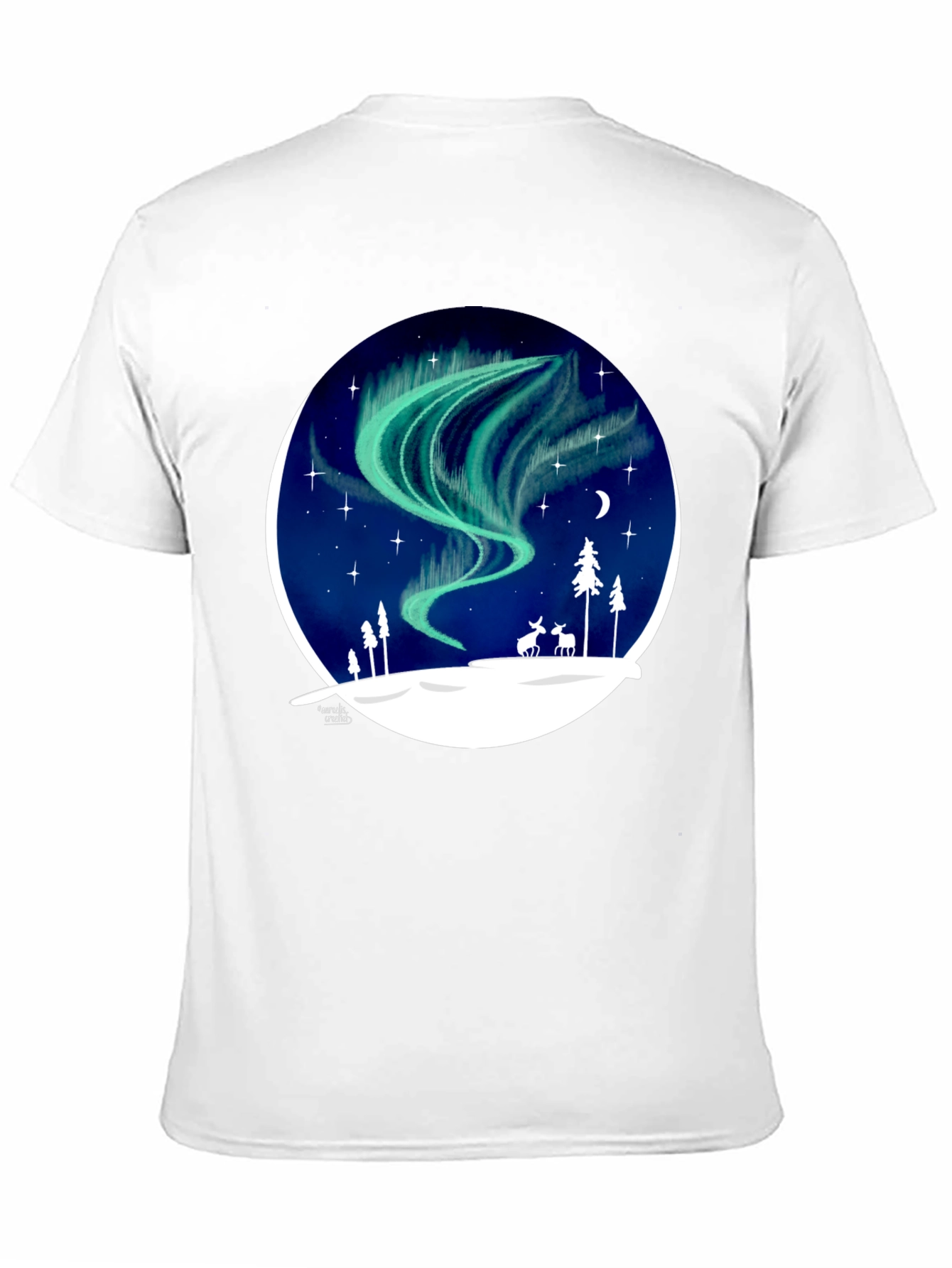 Black Northern Lights T-Shirt: Unique Winter Scene Design view 11