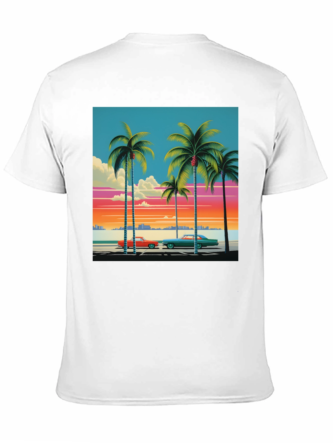 Black Retro Miami Beach Palm Tree T-Shirt view 11