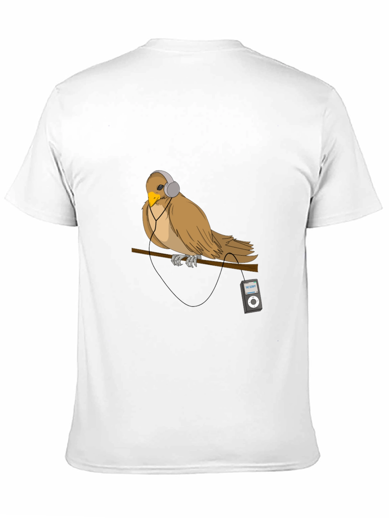 Black Bird with Headphones Graphic T-Shirt view 11