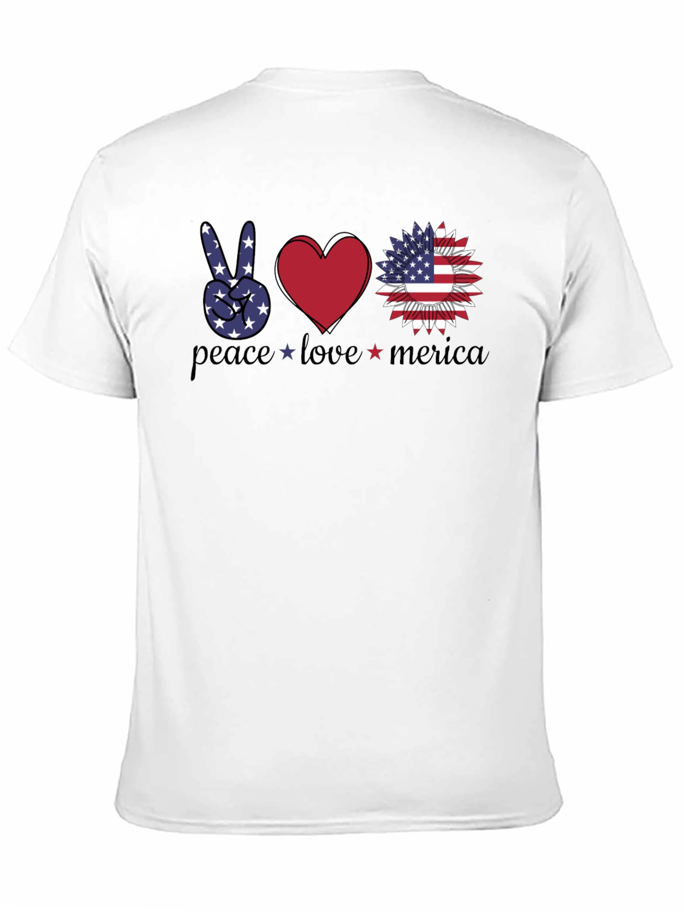 Black Patriotic Peace Love America T-Shirt view 11