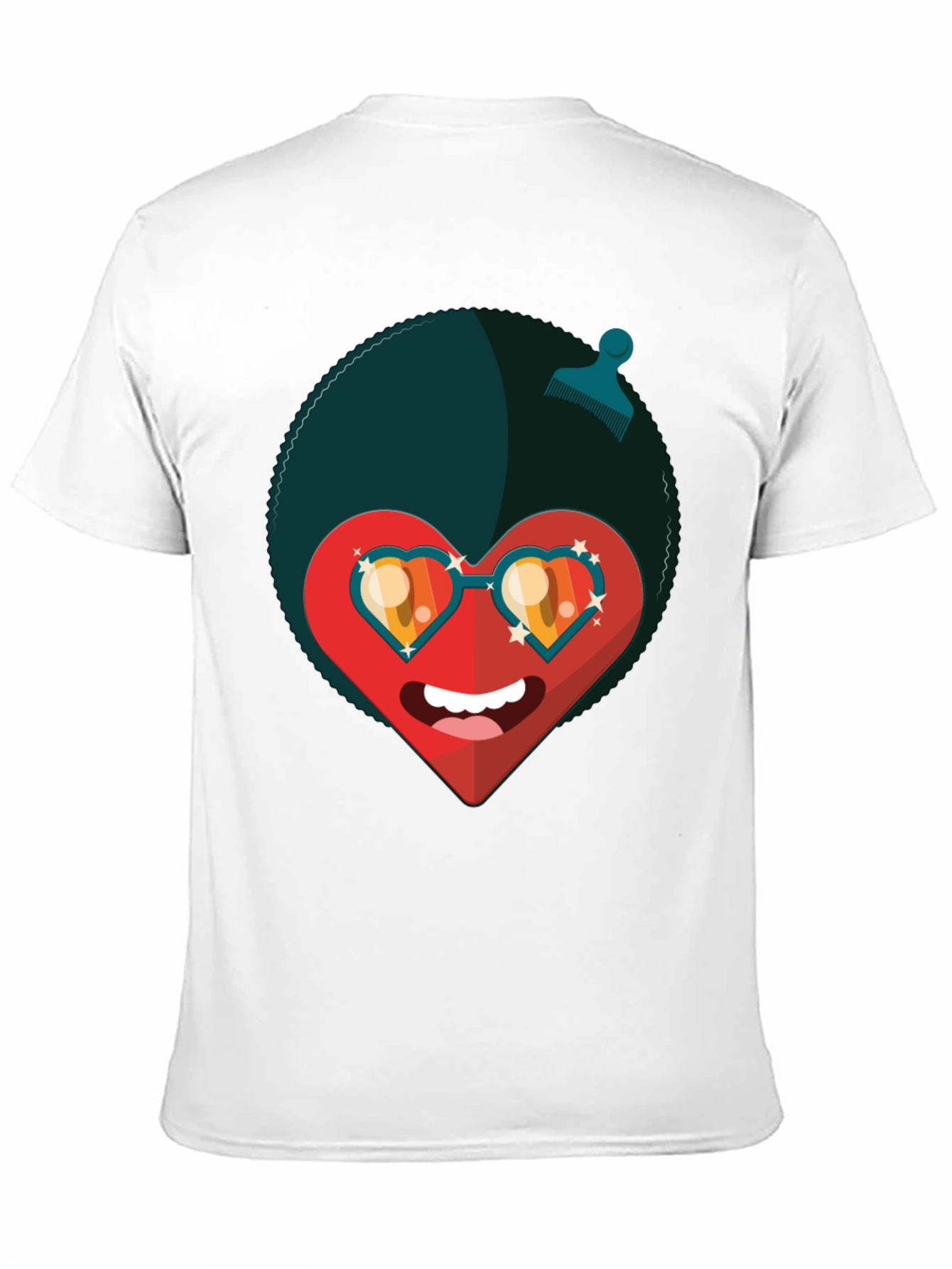 Black Funky Heart Afro T-Shirt - Black Graphic Tee view 11