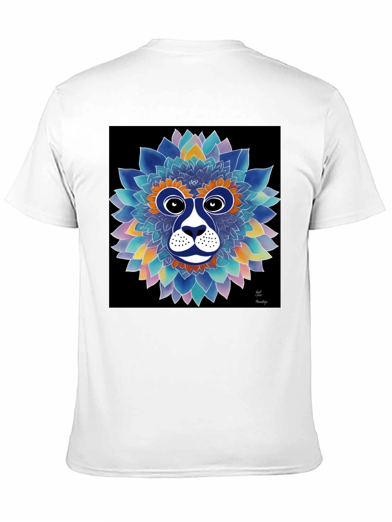 Black Floral Lion Face Graphic T-Shirt view 11