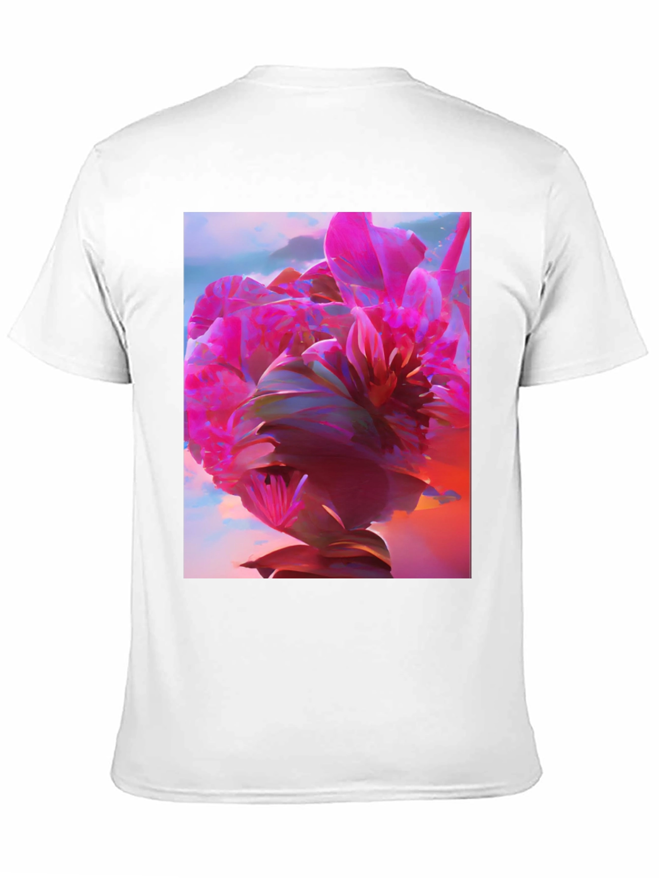 Black Floral Graphic Tee - Abstract Pink Flower Design view 11
