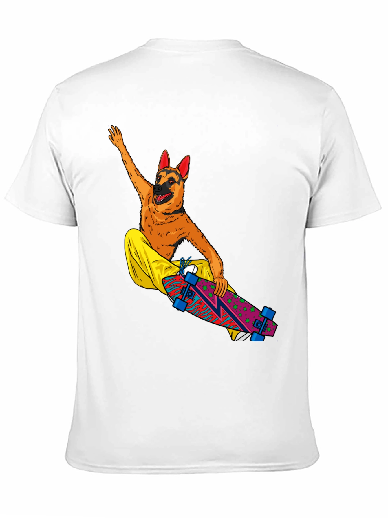 Black Dog Riding Skateboard Graphic T-Shirt view 11