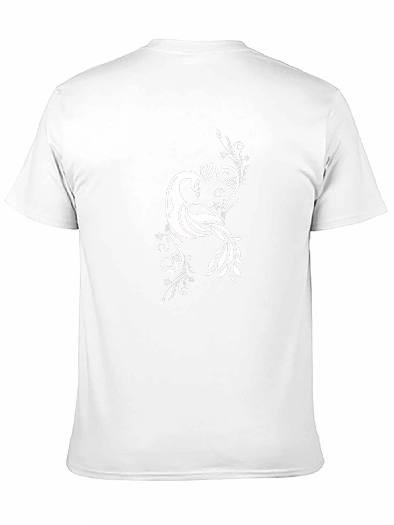 Black Stylish Black T-Shirt with Unique White Bird Design view 11