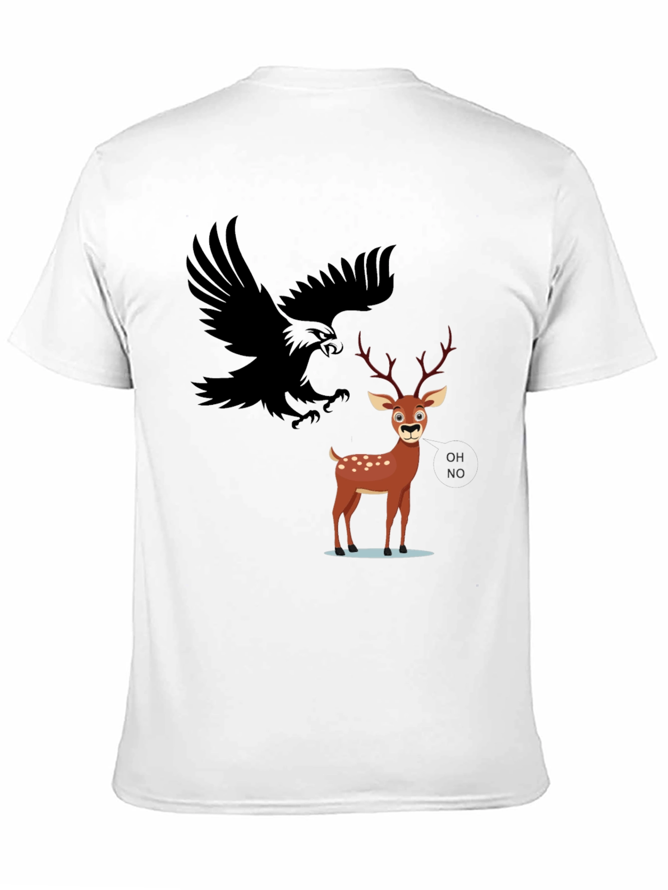 Black Eagle and Deer Graphic Tee - Black view 11