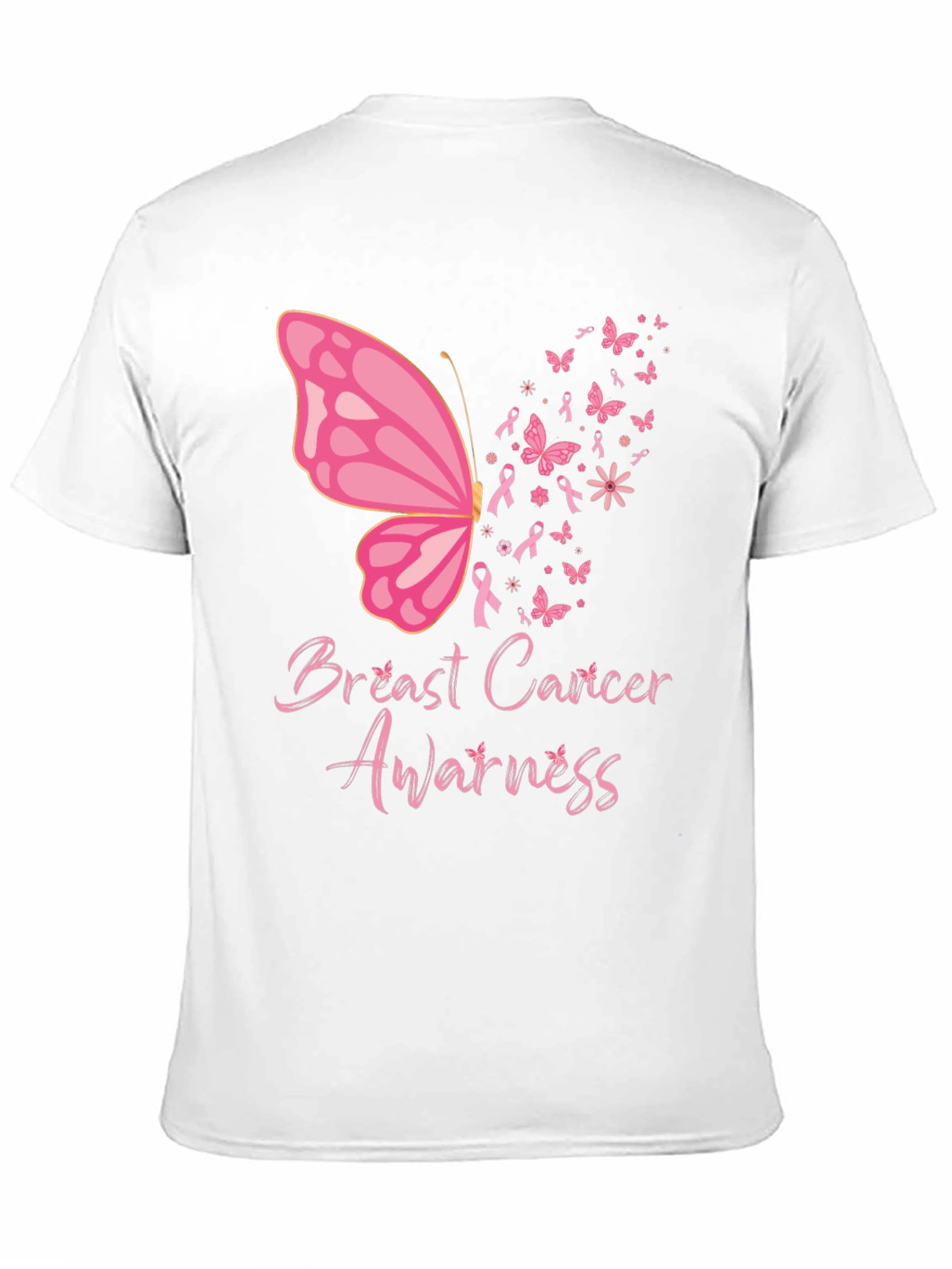 Black Breast Cancer Awareness Butterfly Tee view 11