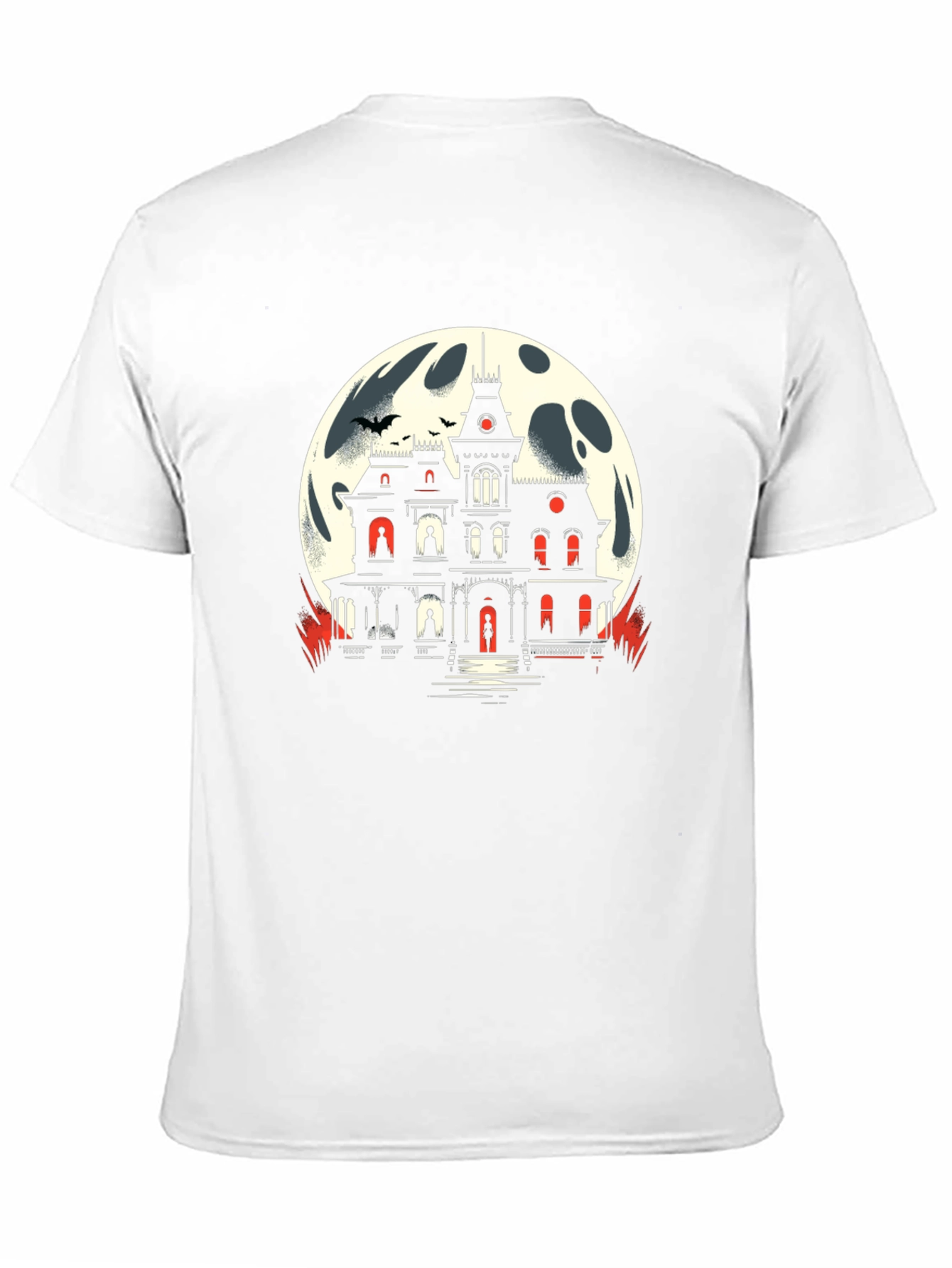 Black Haunted House Moon Graphic Tee view 11