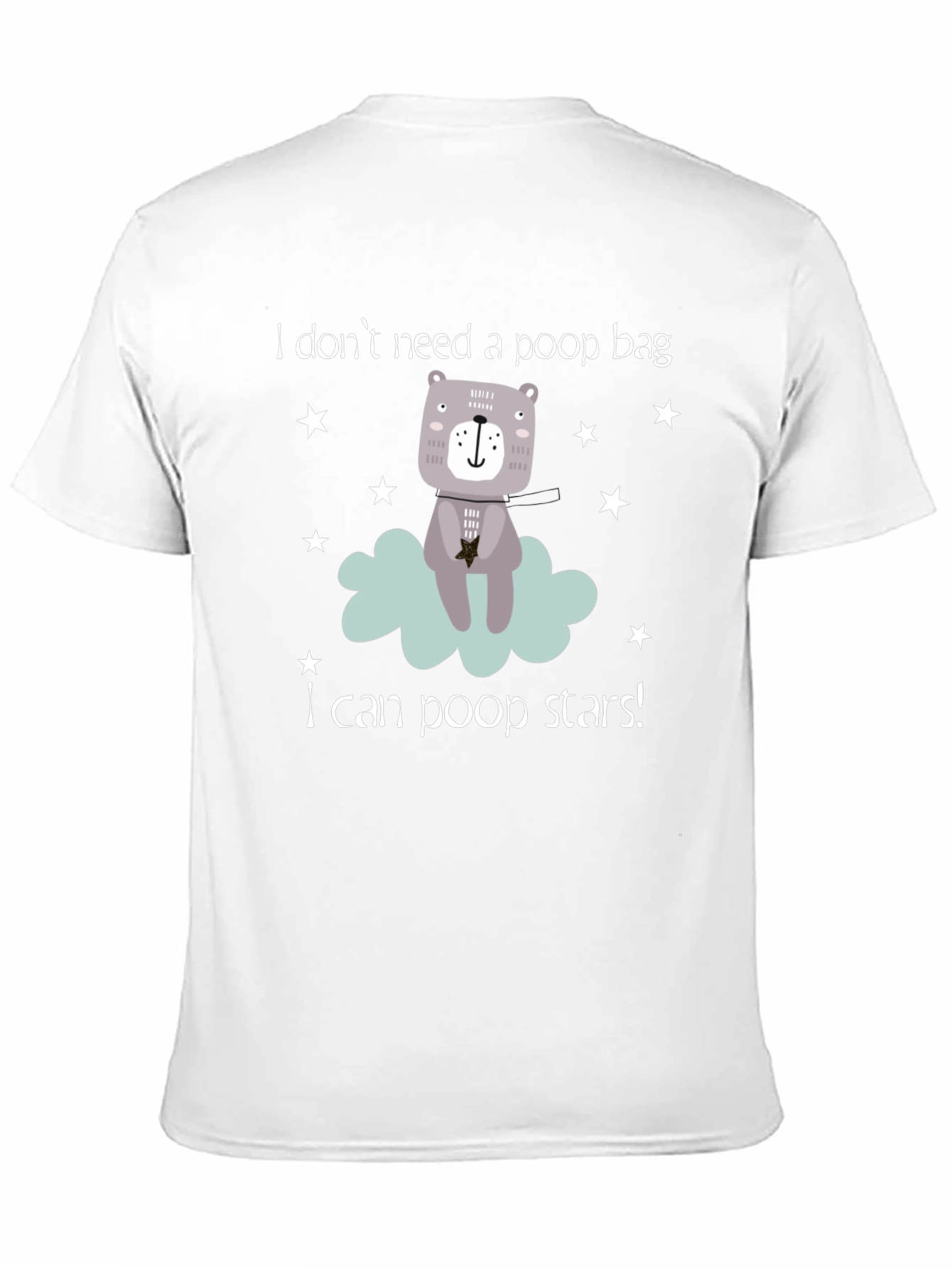 Black Funny "I Can Poop Stars!" Bear Graphic T-Shirt view 11