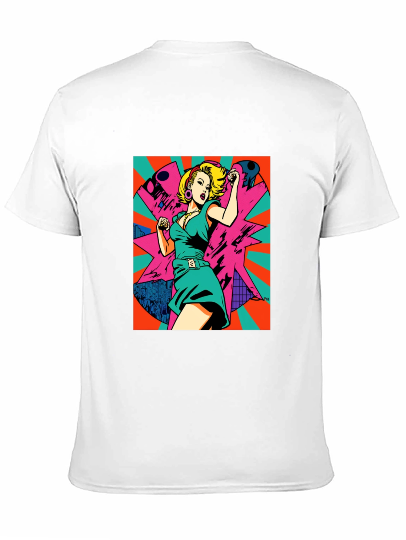 Black Retro Pop Art Woman Graphic Tee - Black view 11