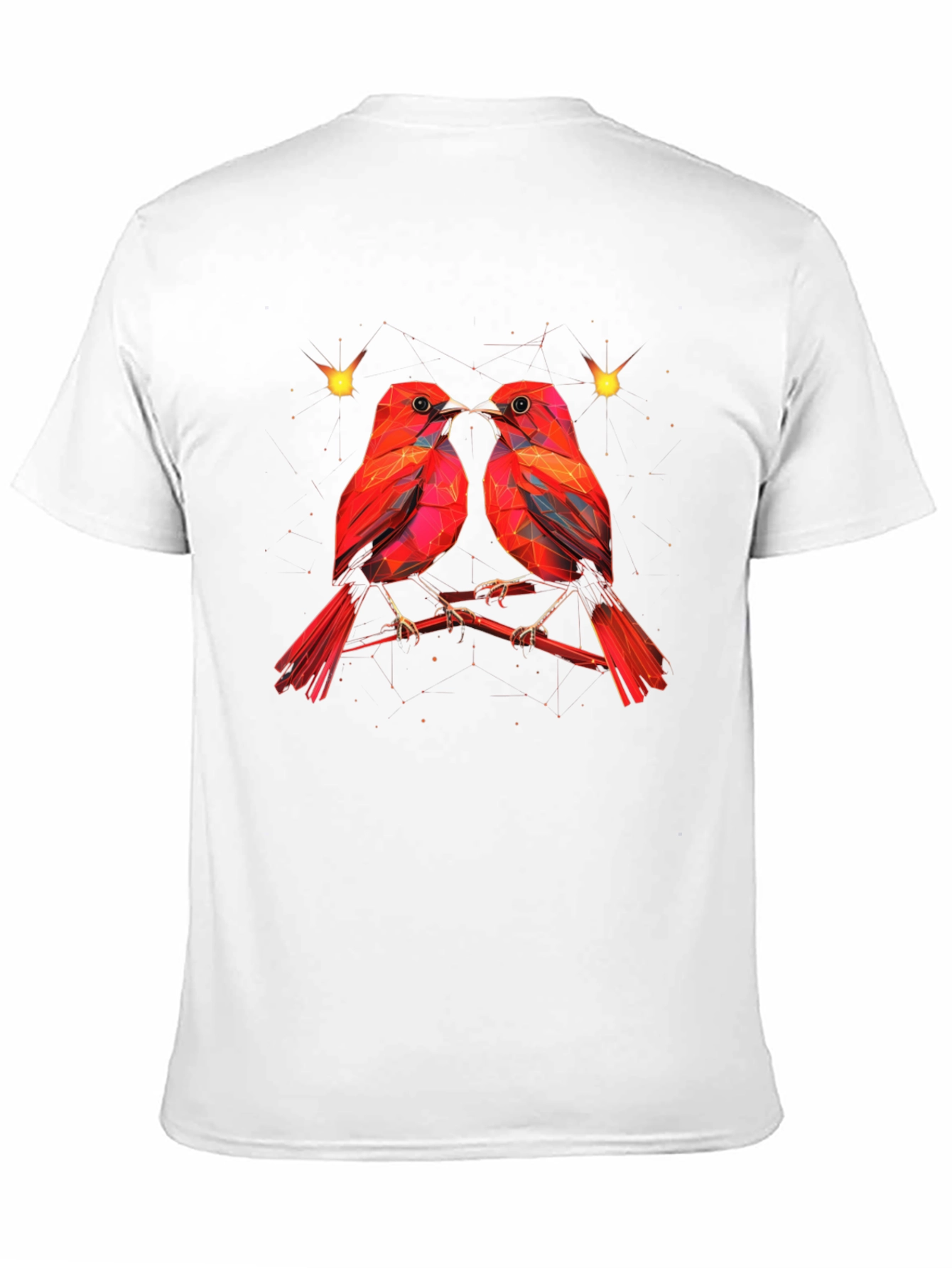 Black Geometric Bird Print Black T-Shirt view 11