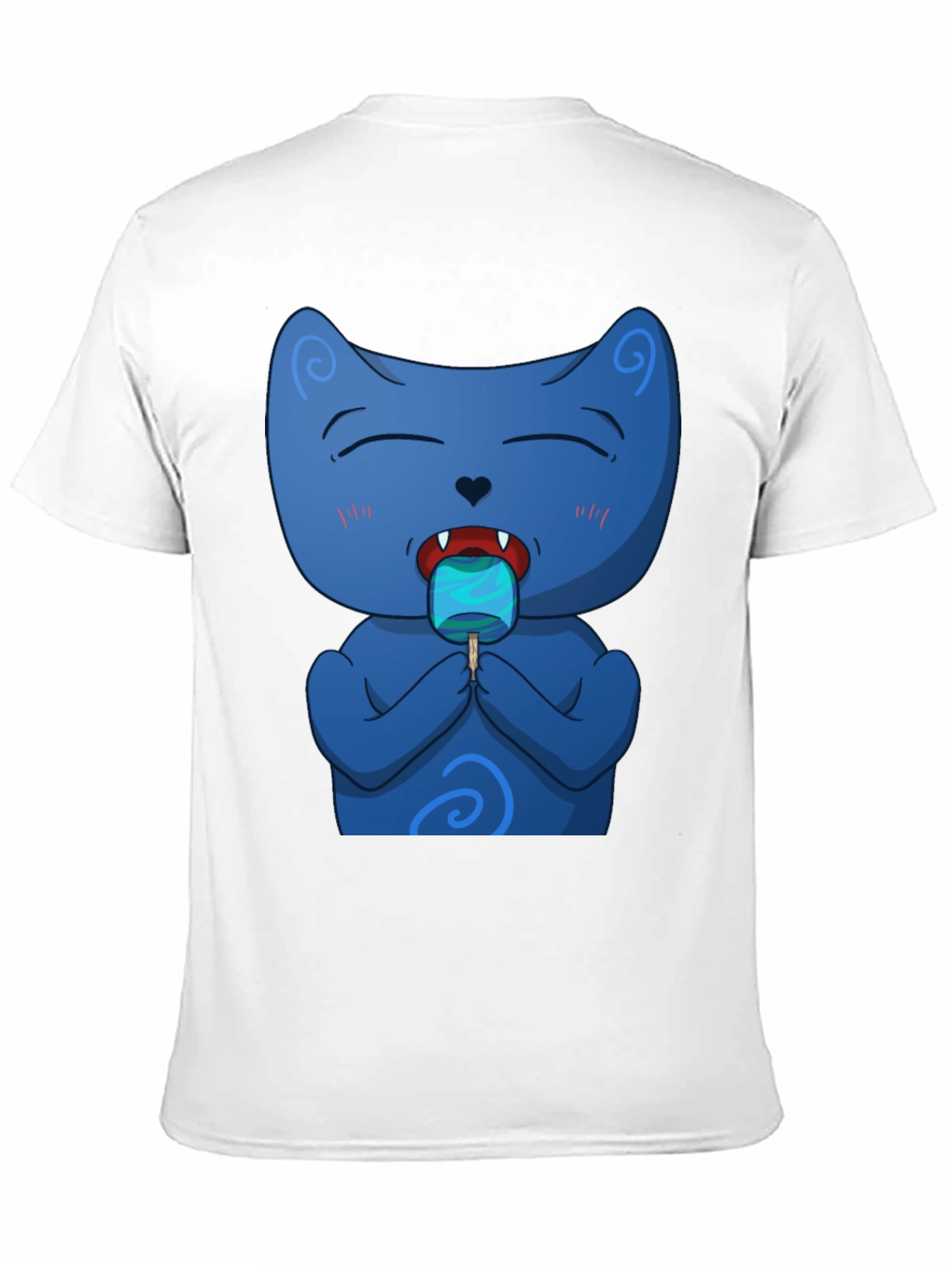 Black Cool Cat Licking Popsicle Black T-Shirt view 11