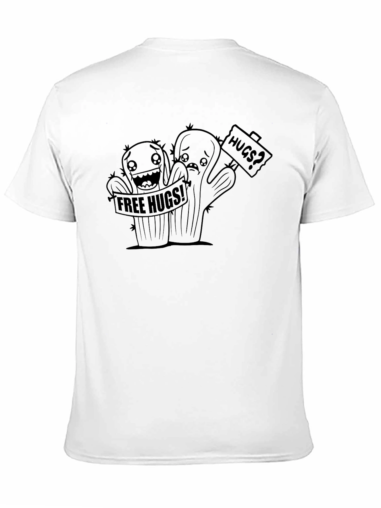 Black Free Hugs Cactus Graphic Black T-Shirt view 11