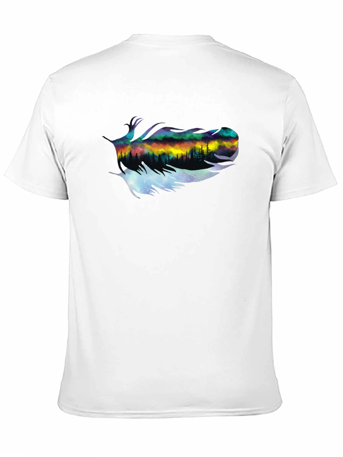 Black Northern Lights Feather Graphic T-Shirt view 11