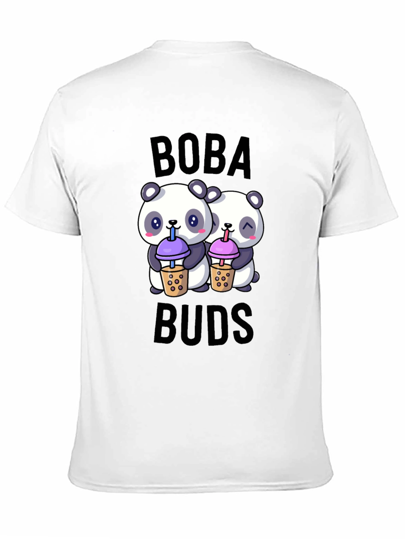 Black Boba Buds Panda T-Shirt: Cute Bubble Tea Lover Tee view 11