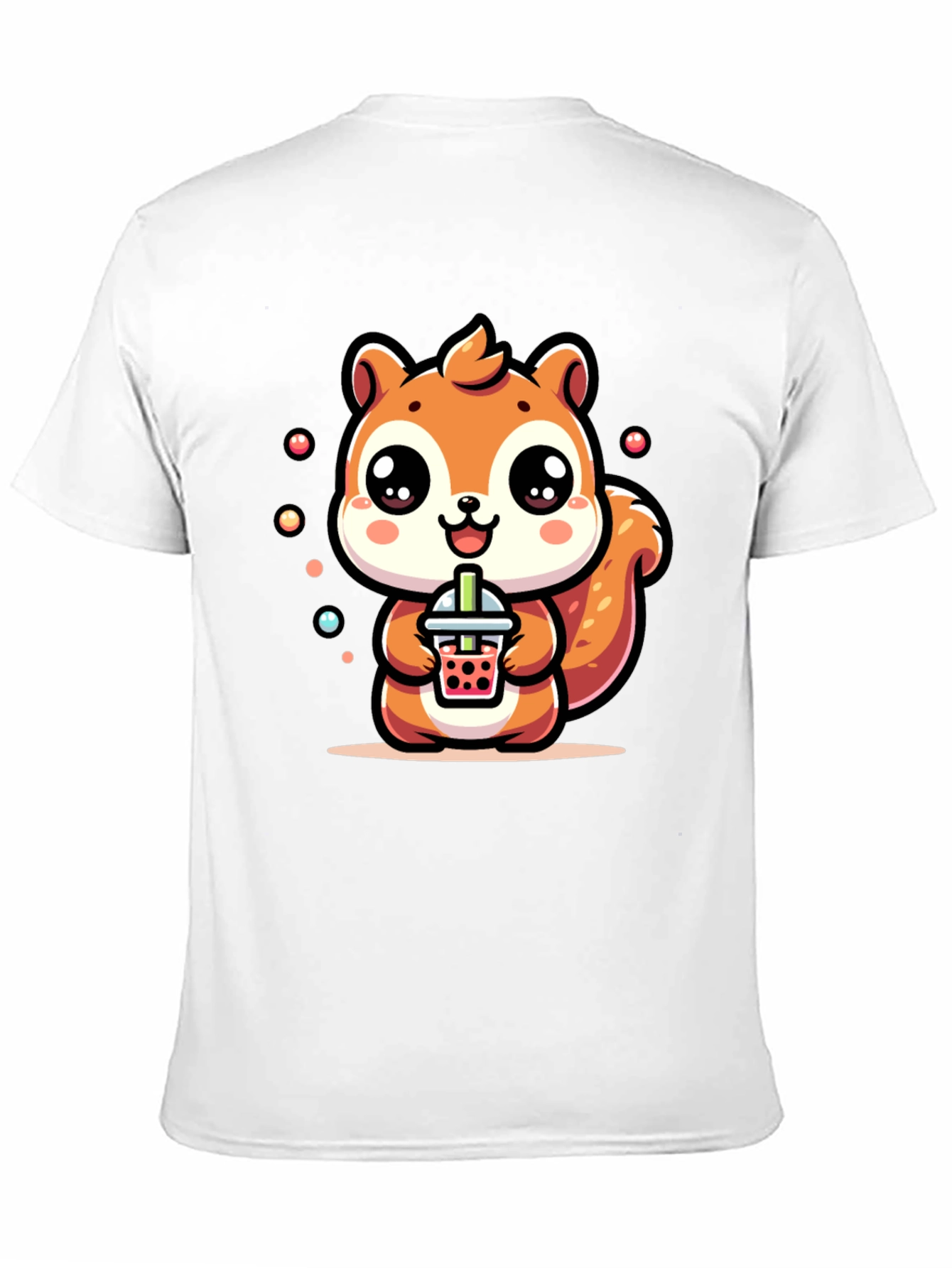 Black Cute Squirrel Boba Tea Graphic T-Shirt view 11