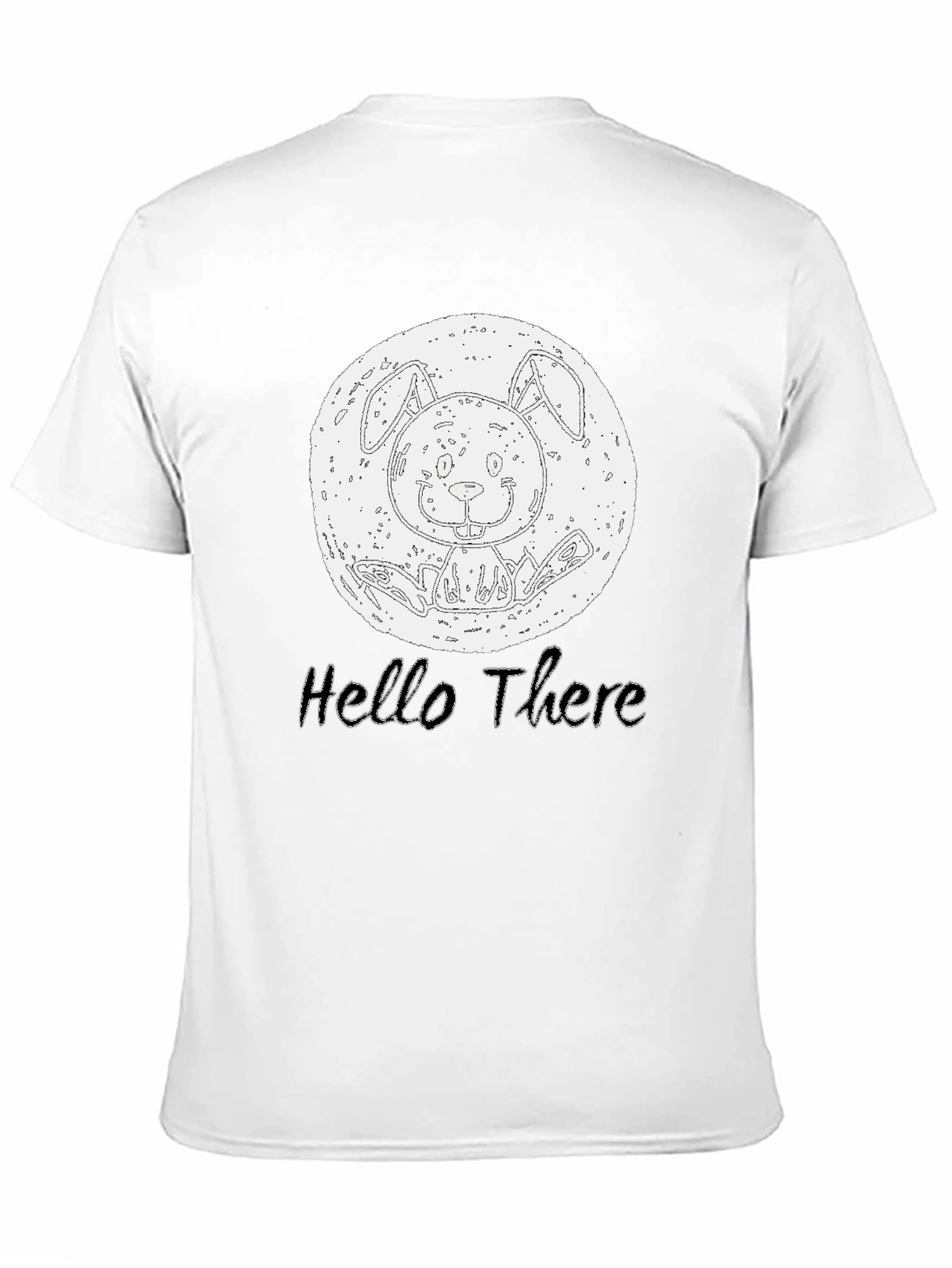 Black Hello There Bunny Graphic Tee - Black Cotton Casual T-Shirt view 11