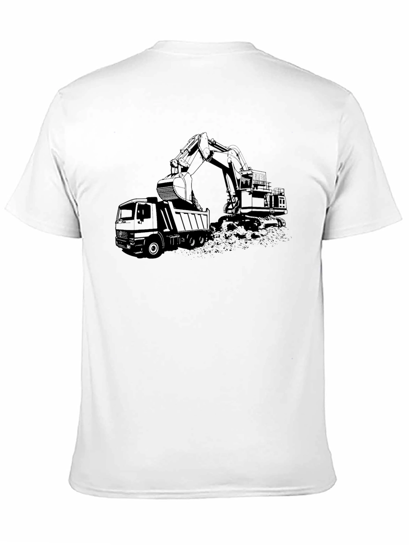 Black Excavator & Dump Truck Graphic Tee - 11