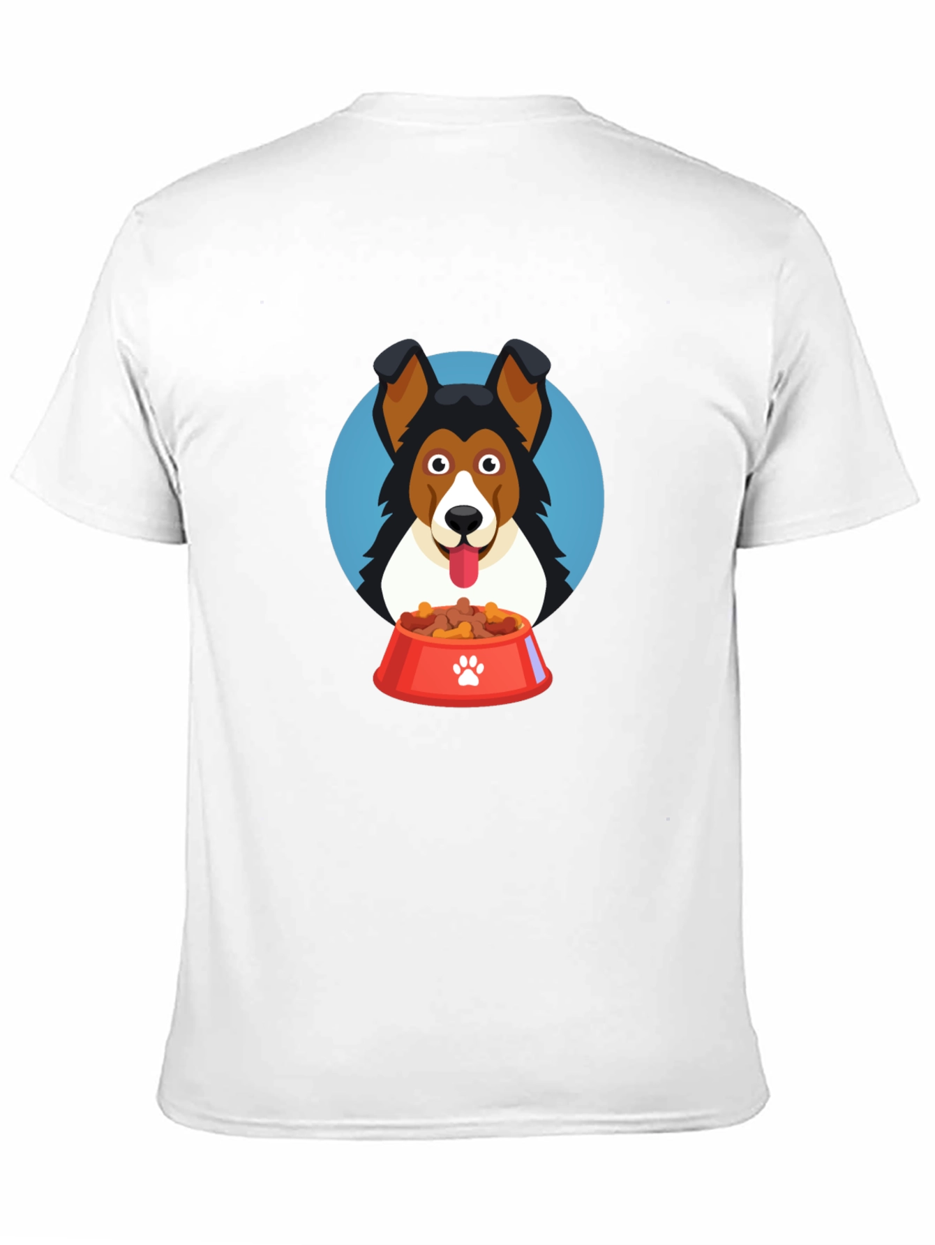 Black Dog Lover T-Shirt - Cartoon Dog with Food Bowl Design view 11