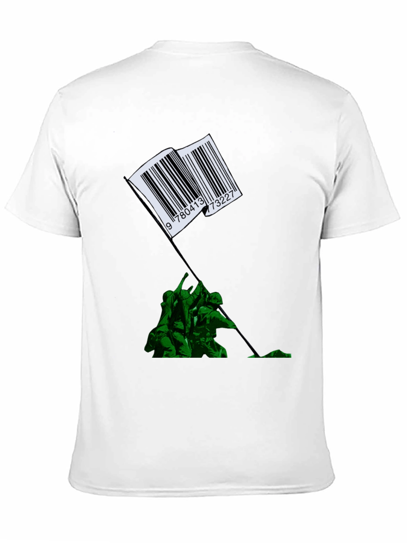 Black Barcode Flag Raising Graphic T-Shirt view 11