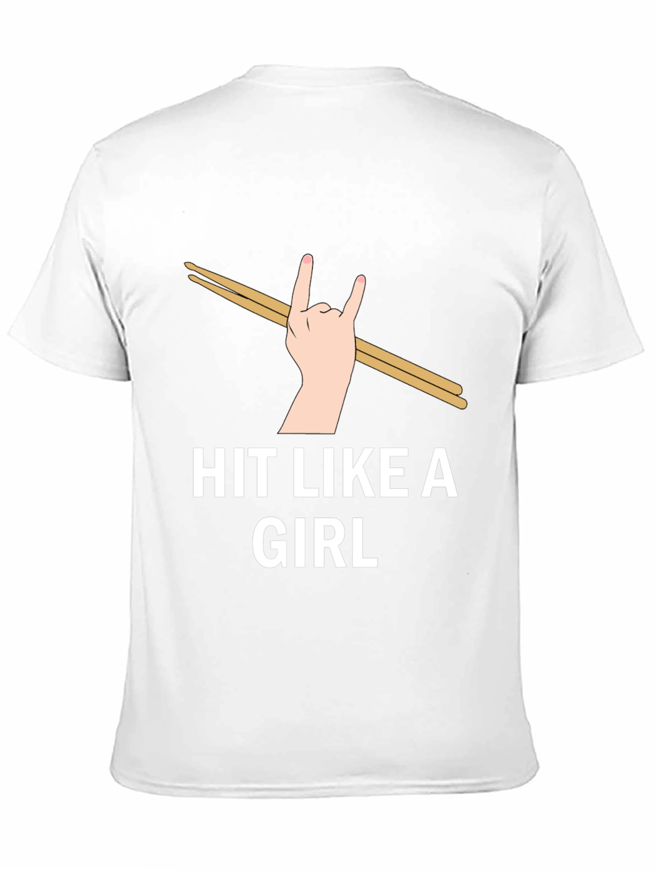 Black Hit Like a Girl Drummer T-Shirt - Music Lover Tee view 11