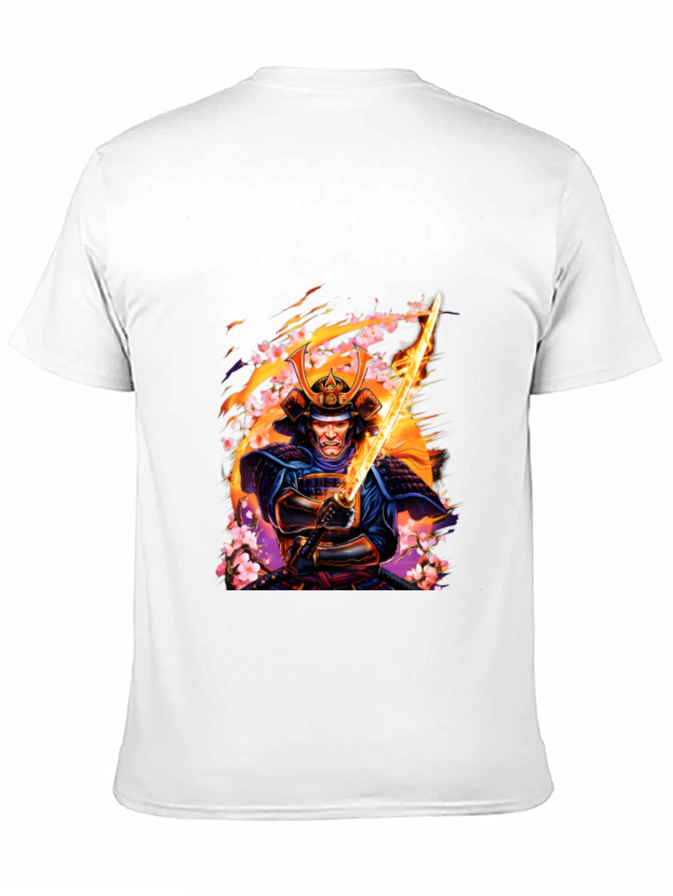 Black Samurai Warrior Graphic Print Black T-Shirt view 11