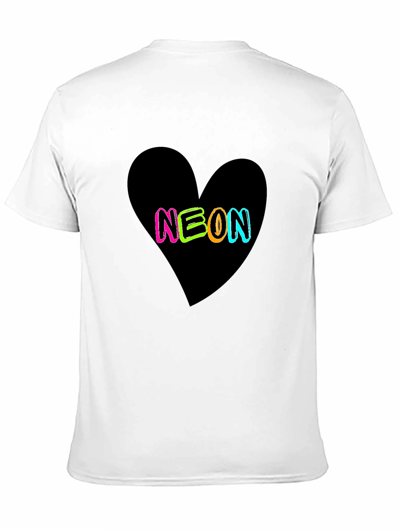 Black Neon Heart Graphic Black T-Shirt view 11
