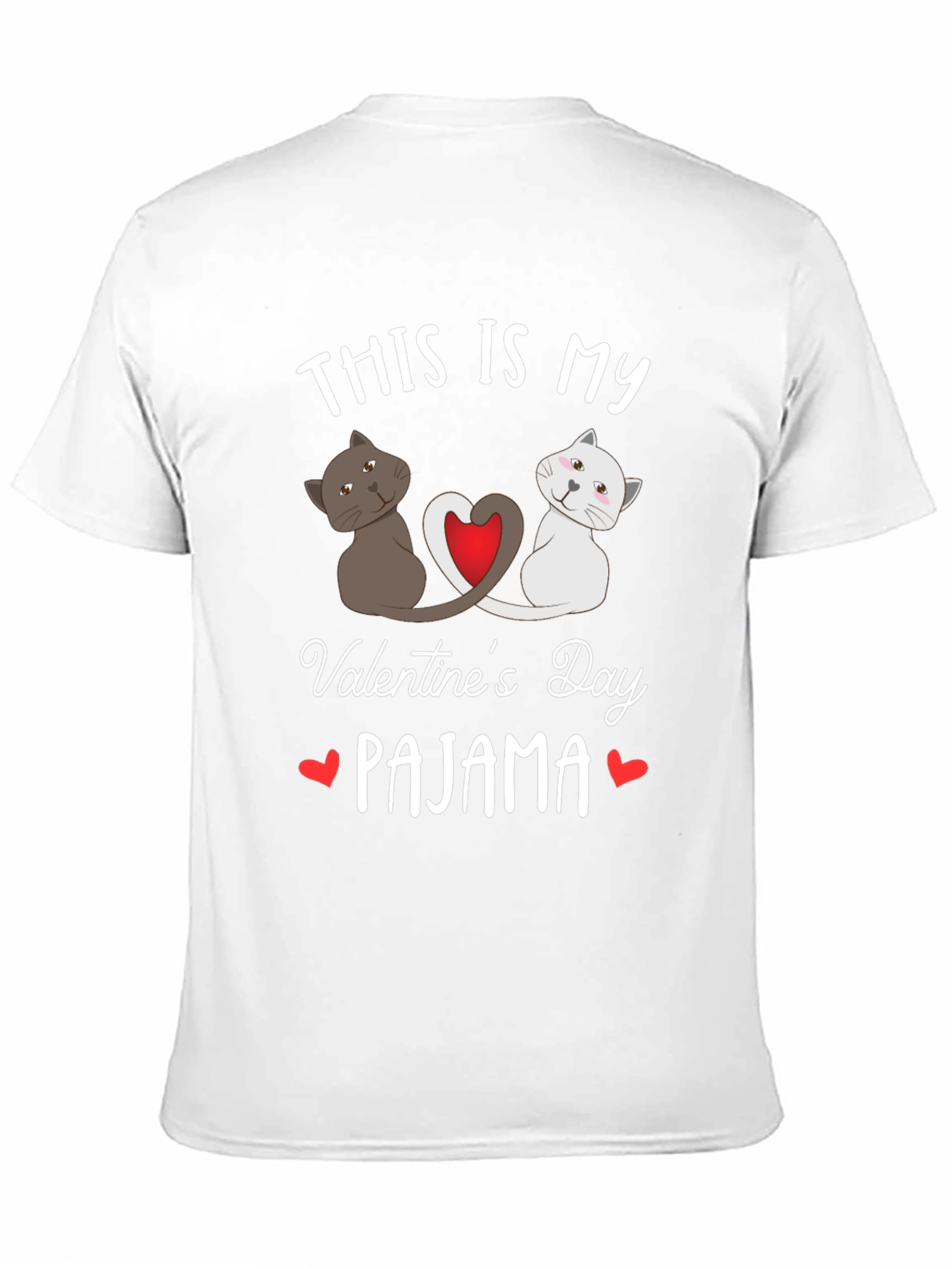 Black Valentine's Day Cat Pajama T-Shirt view 11
