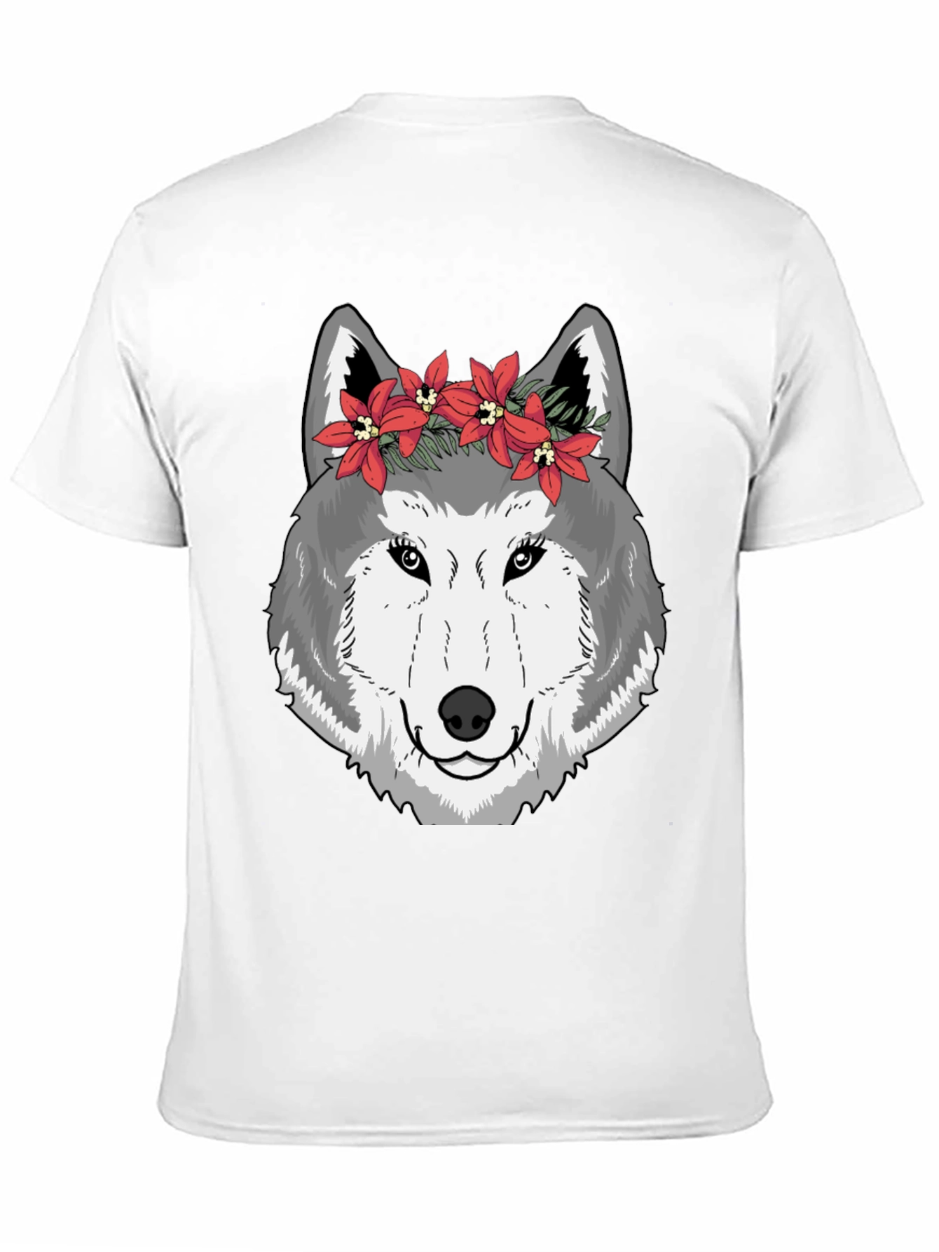 Black Wolf Floral Crown Graphic Tee - Cool Casual Style view 11