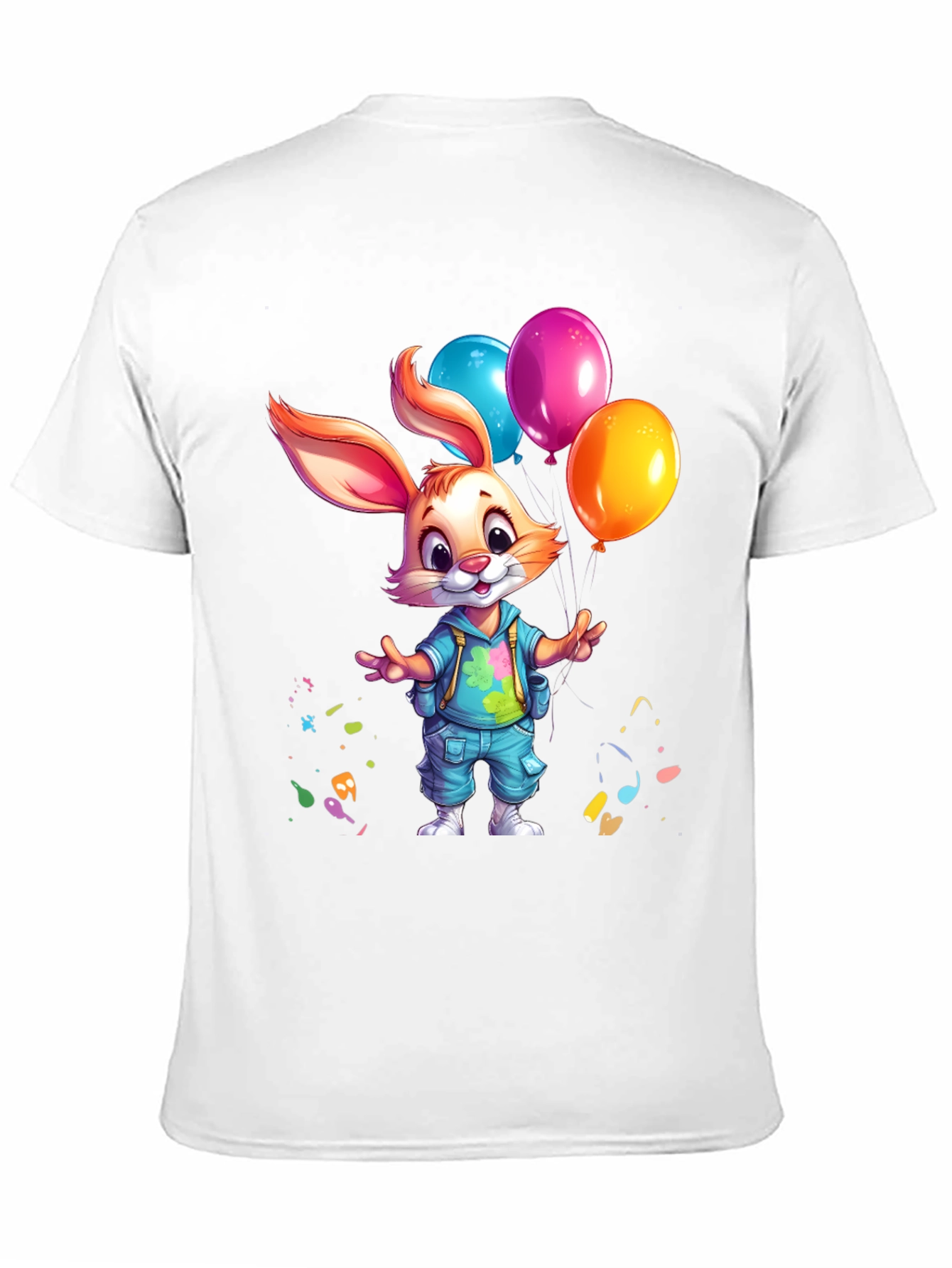 Black Cute Bunny with Balloons Graphic Tee view 11