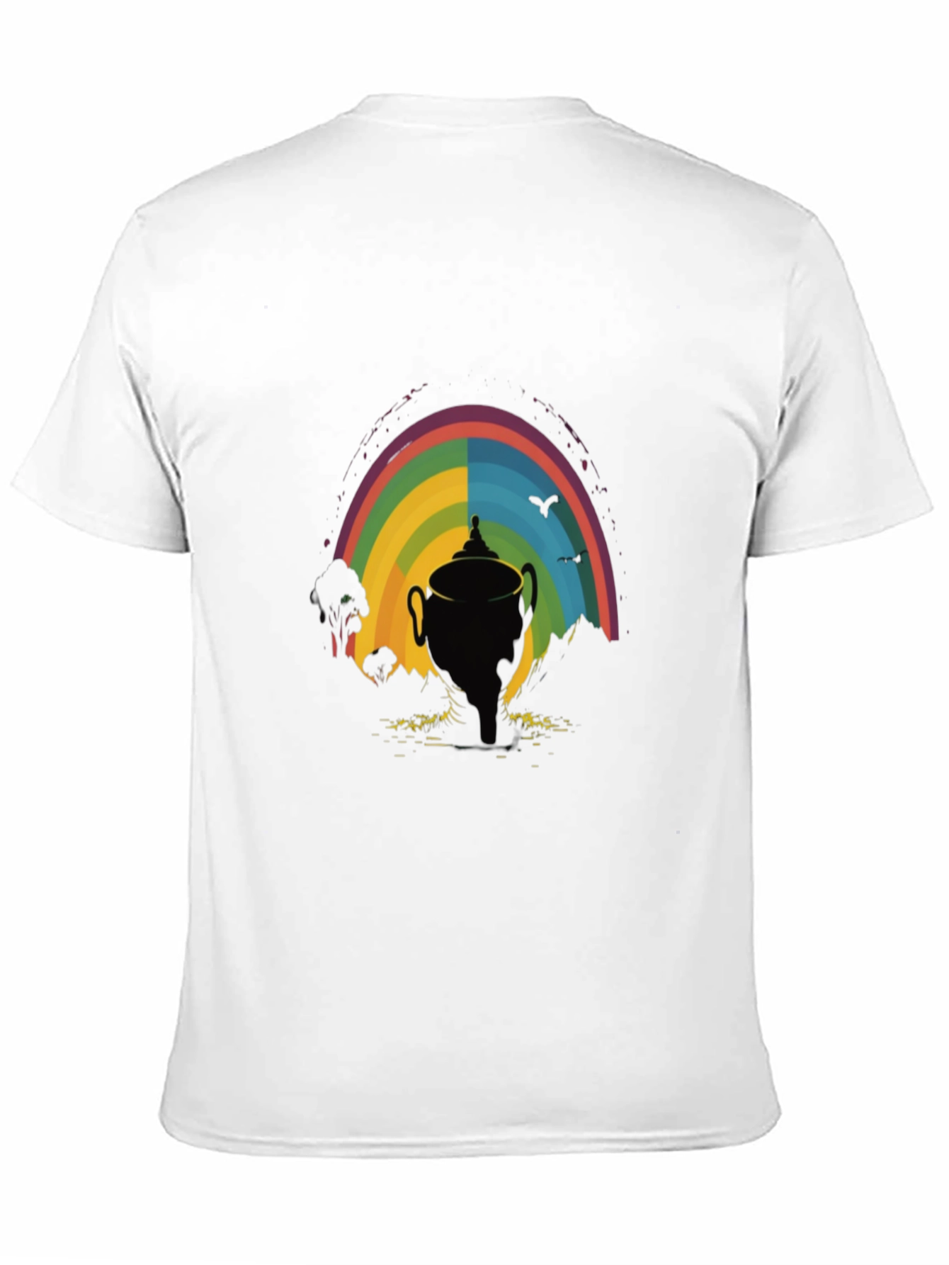 Black Rainbow Trophy Graphic Tee - Black Cotton Shirt view 11