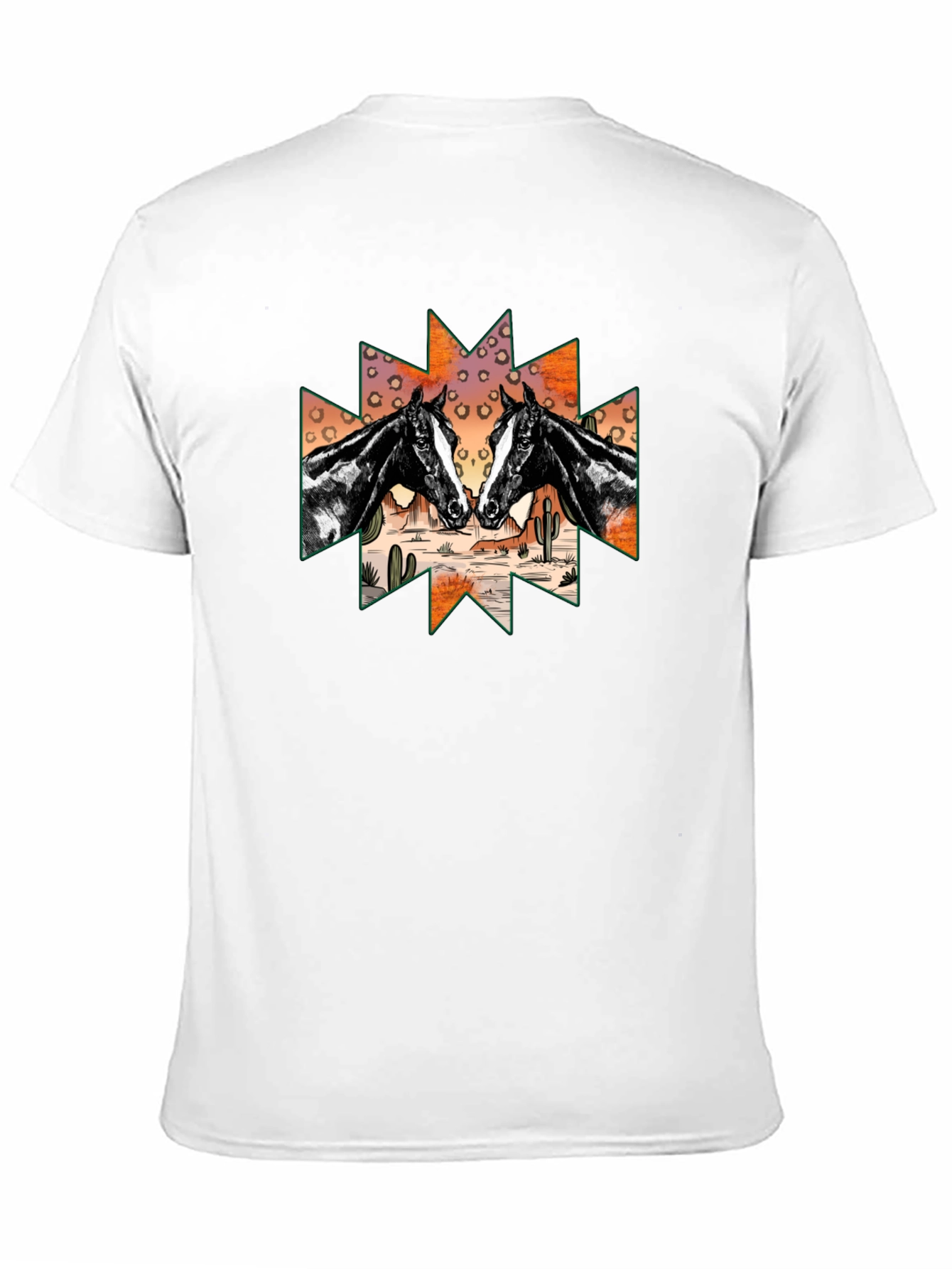 Black Horse Desert Graphic Tee - Unisex Black T-Shirt view 11