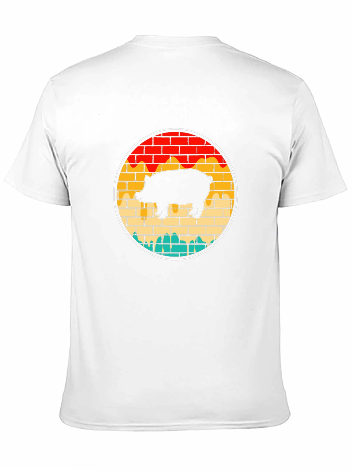 Black Retro Pig Brick Wall Graphic Tee view 11