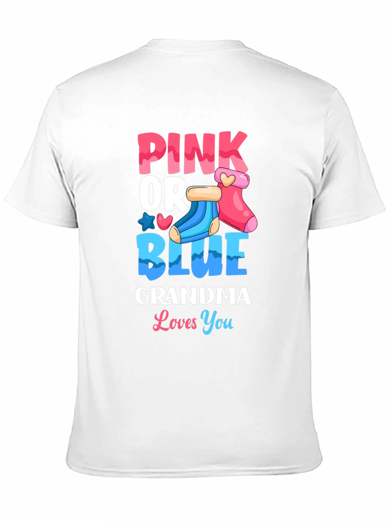 Black Pink or Blue Grandma Loves You Gender Reveal T-Shirt view 11