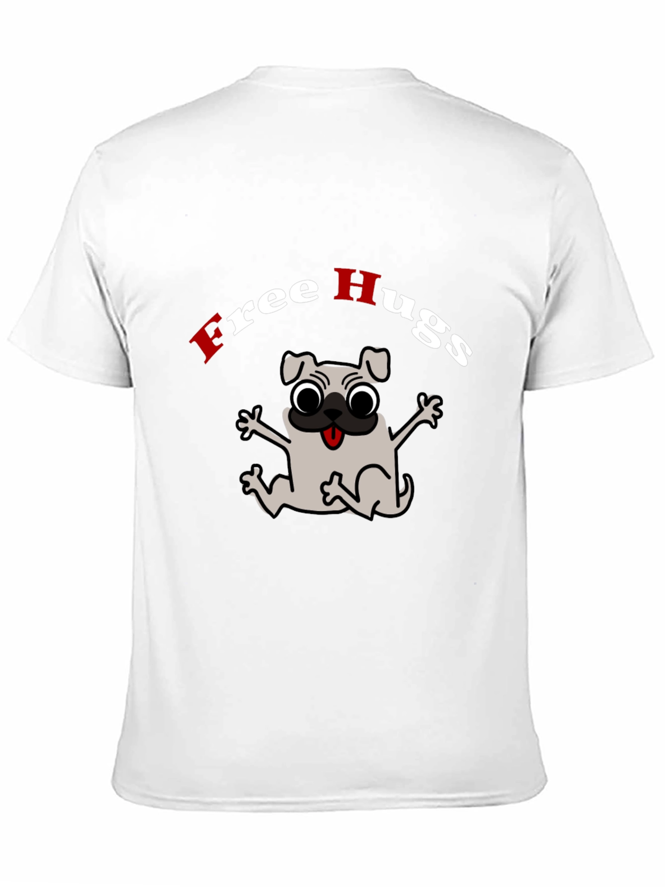 Black Free Hugs Pug Graphic Tee view 11