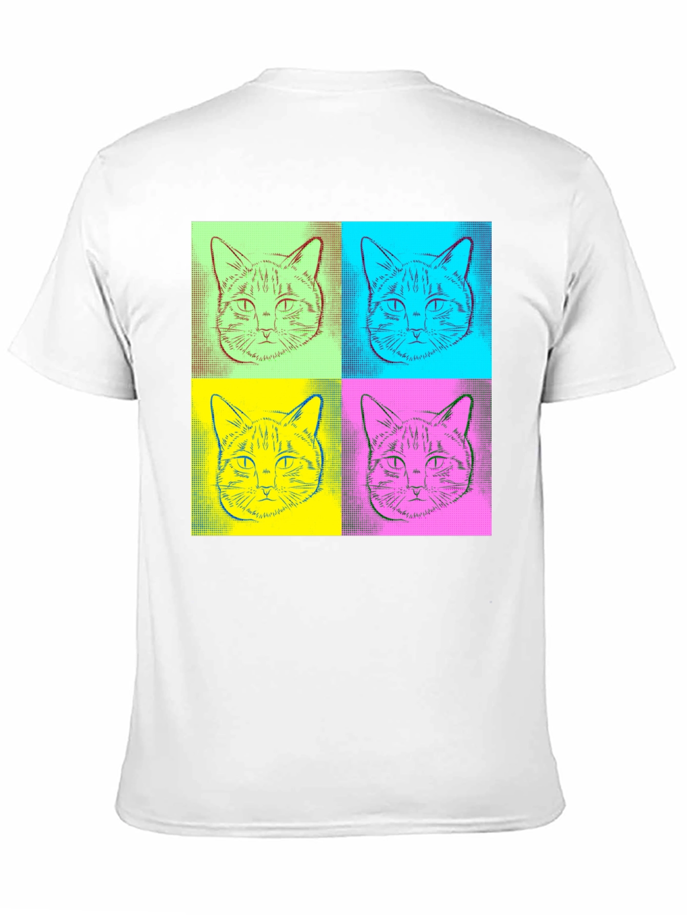 Black Pop Art Cat Graphic Tee - Quirky Black T-Shirt view 11