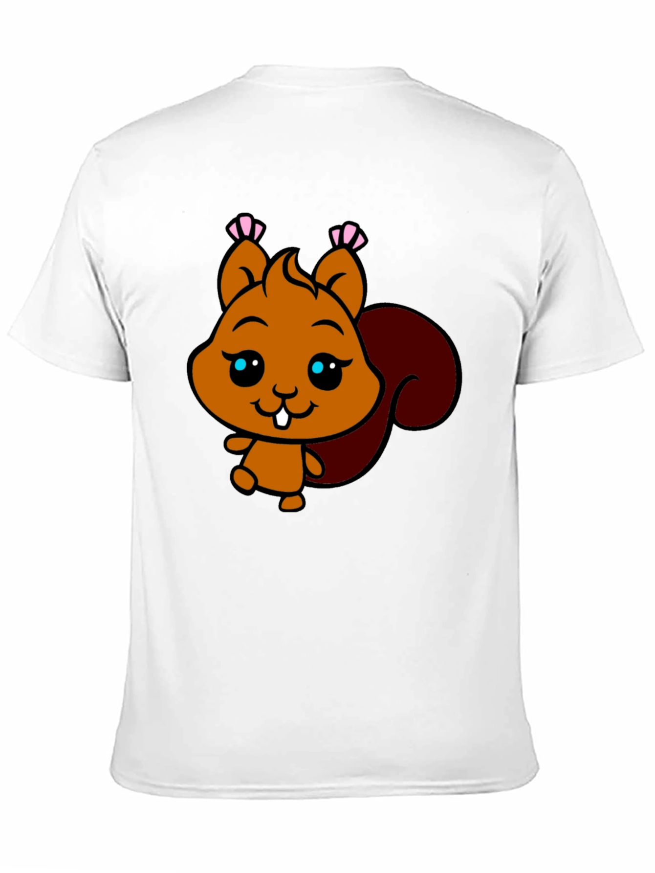 Black Cute Squirrel Graphic Tee - Black Cotton T-Shirt view 11