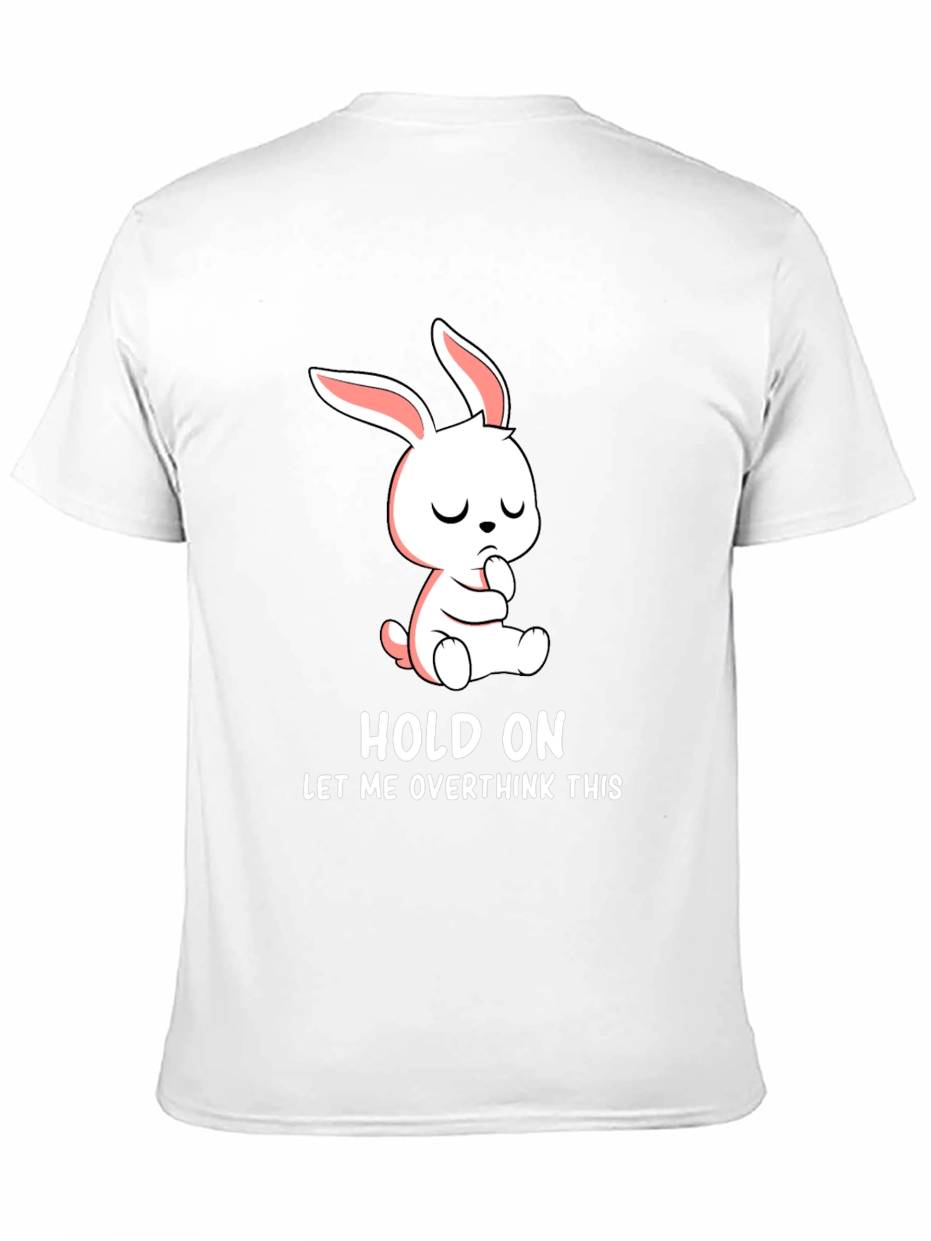 Black Hold On Overthink Bunny T-Shirt Funny Graphic Tee view 11