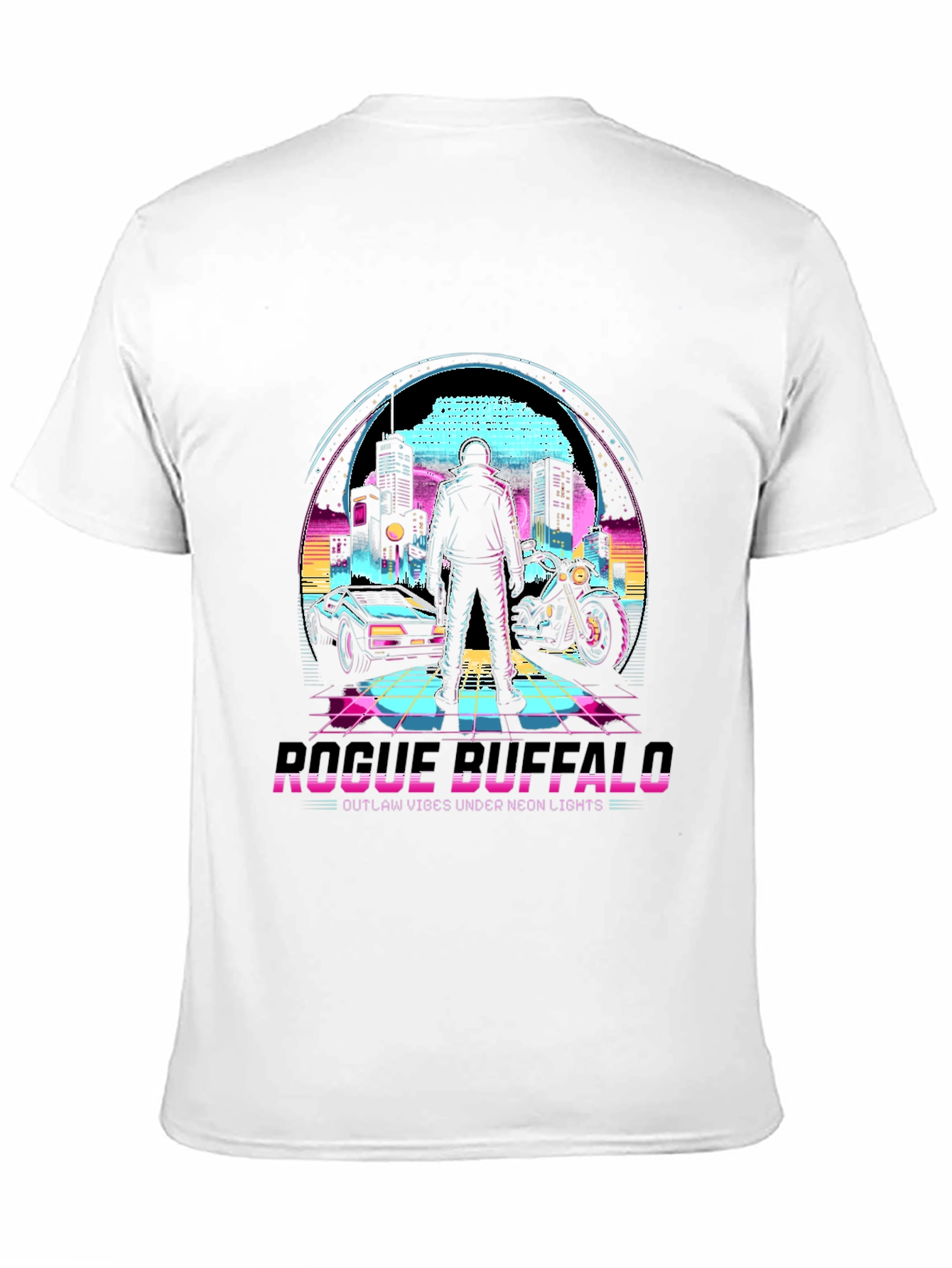 Black Retro Rogue Buffalo T-Shirt - Outlaw Neon Vibes view 11