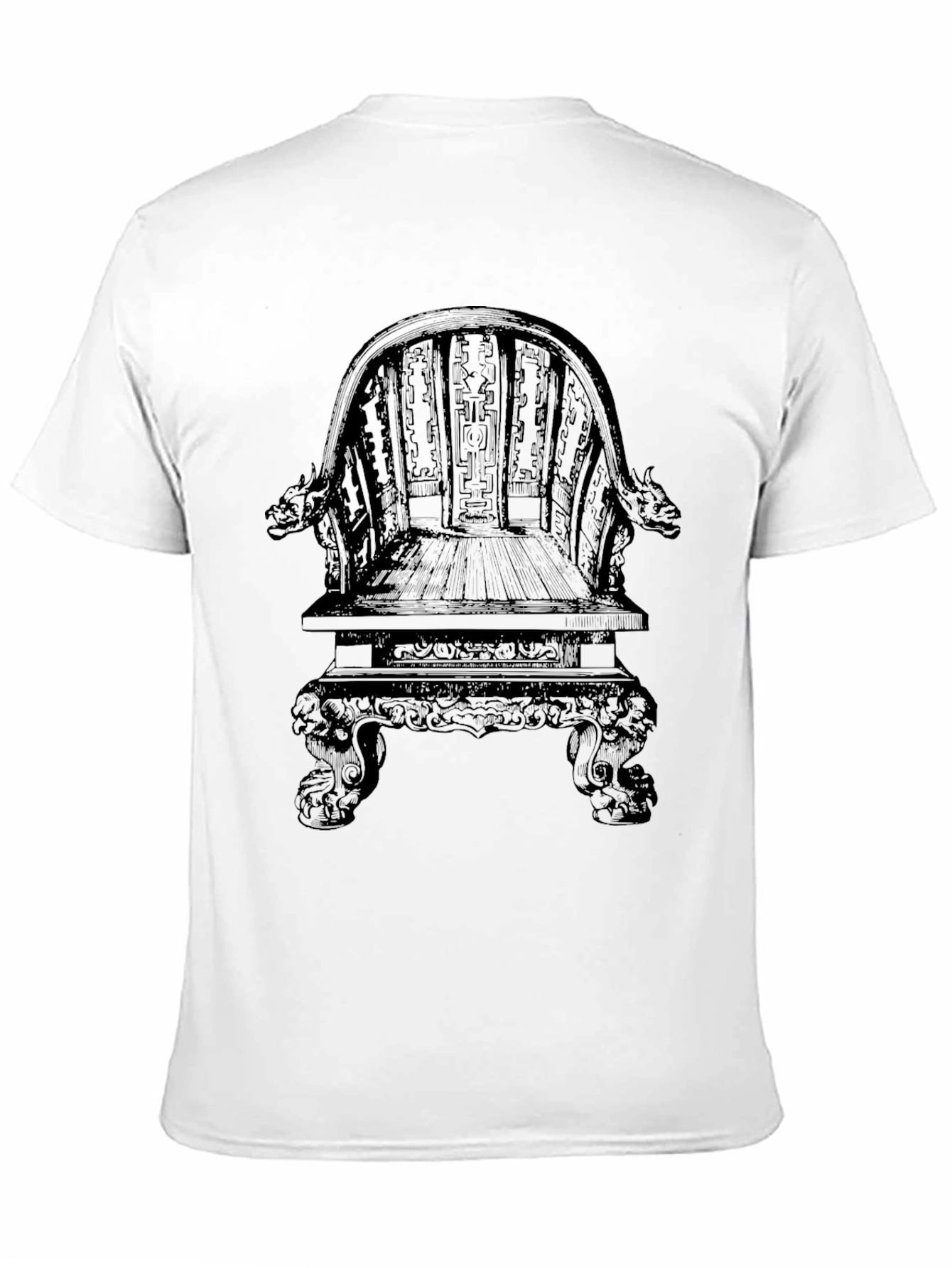 Black Intricate Throne Design Black T-Shirt view 11