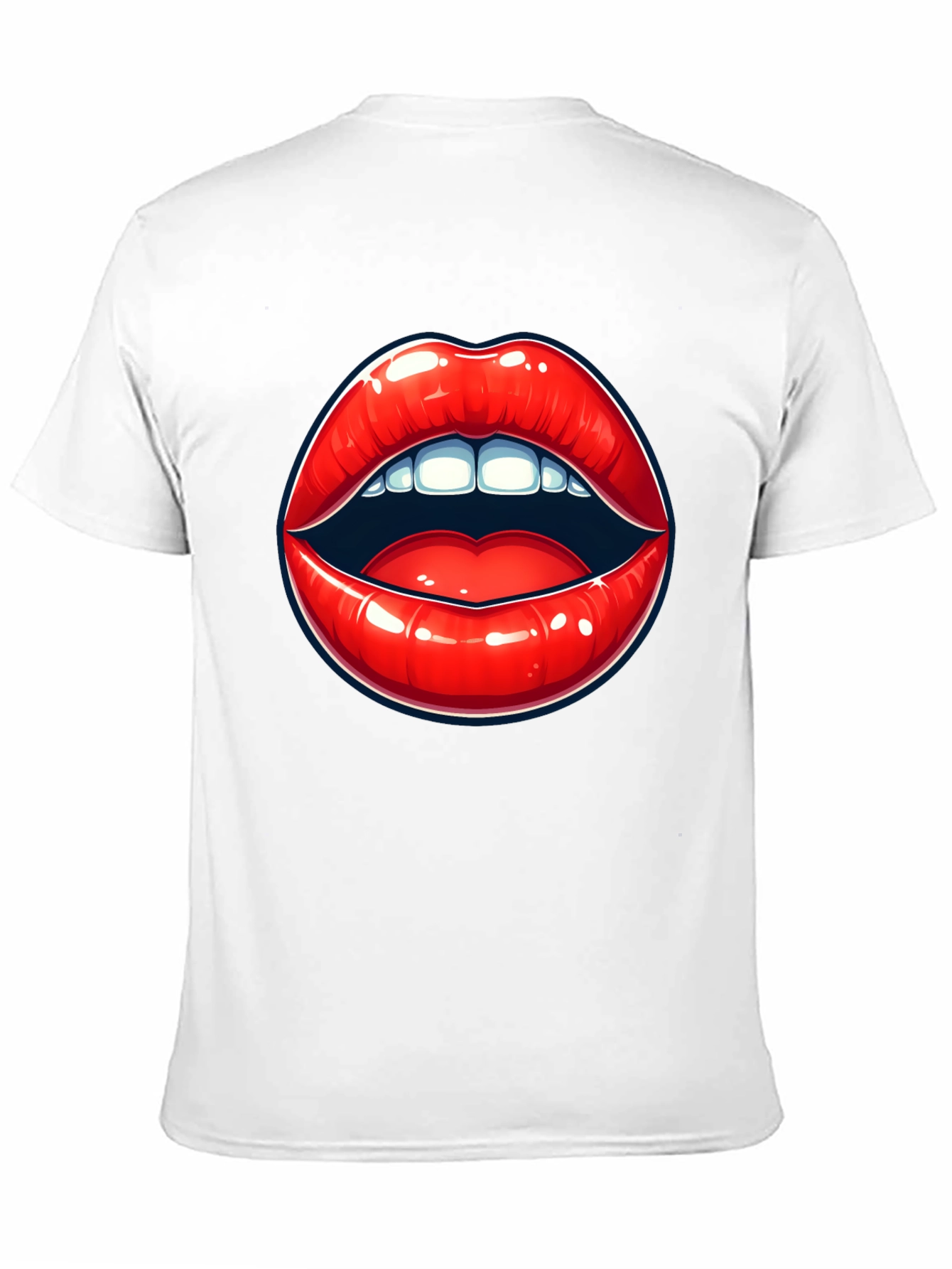Black Bold Lips Graphic Tee - Black Cotton T-Shirt view 11