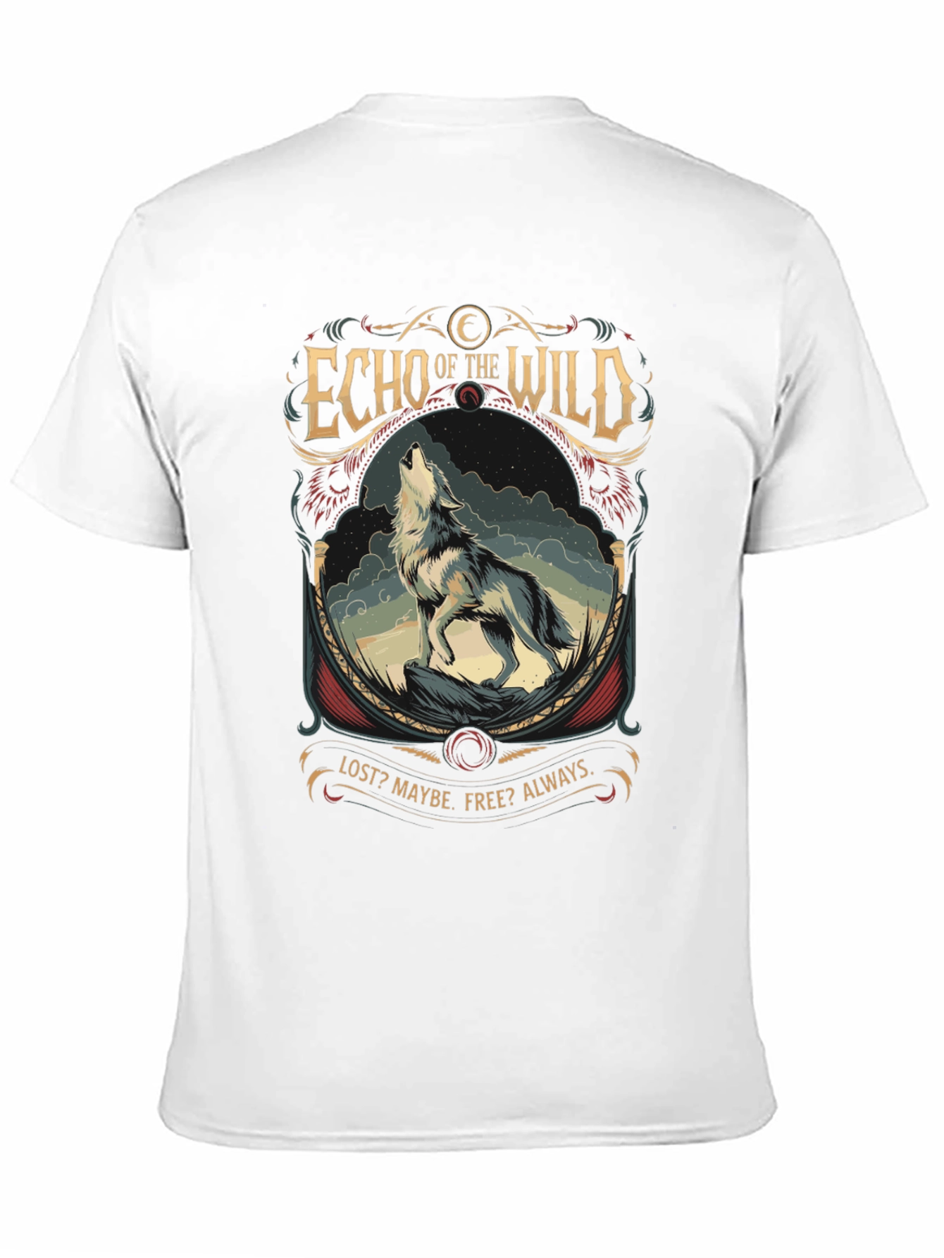 Black Echo of the Wild Wolf Graphic T-Shirt view 11