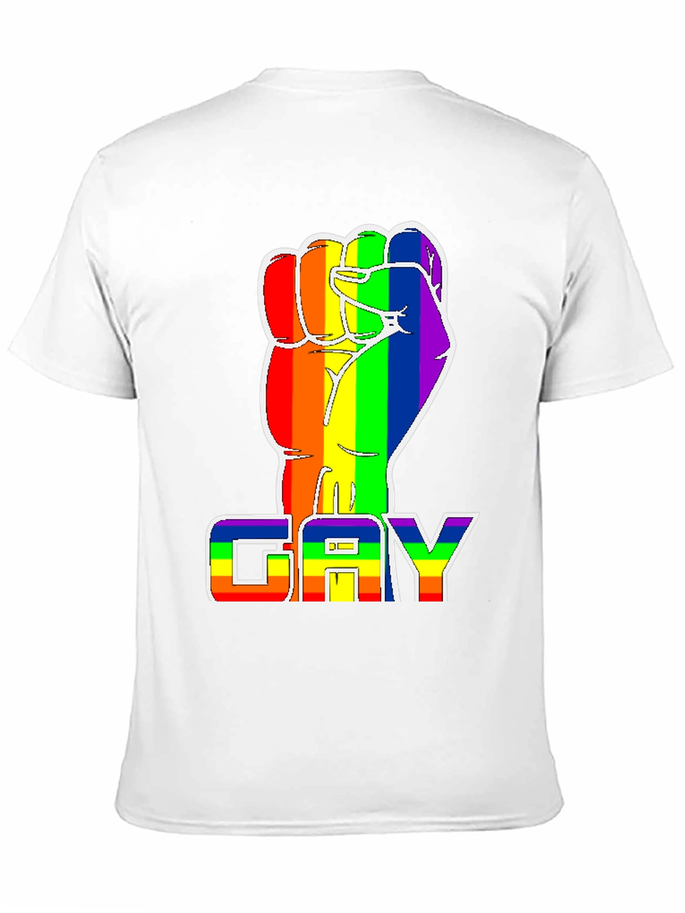 Black Rainbow Fist 'GAY' Pride T-Shirt - Black Cotton Blend Tee view 11
