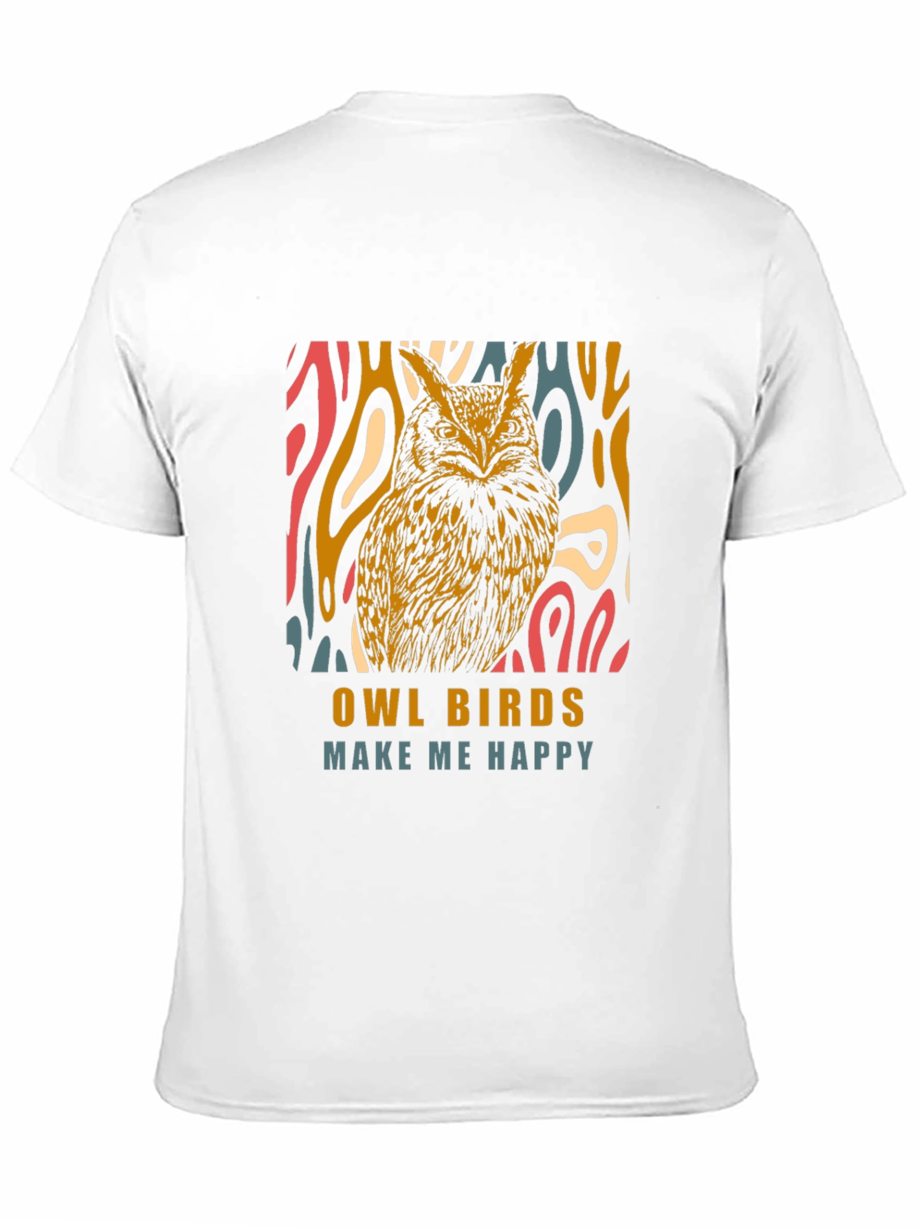 Black Owl Birds Make Me Happy Graphic T-Shirt view 11