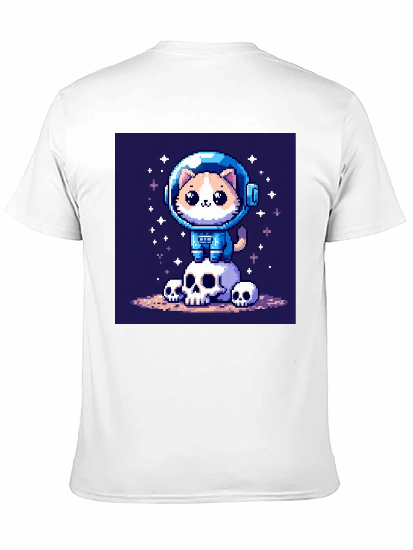 Black Pixel Cat Astronaut T-Shirt - Space Kitty Tee view 11
