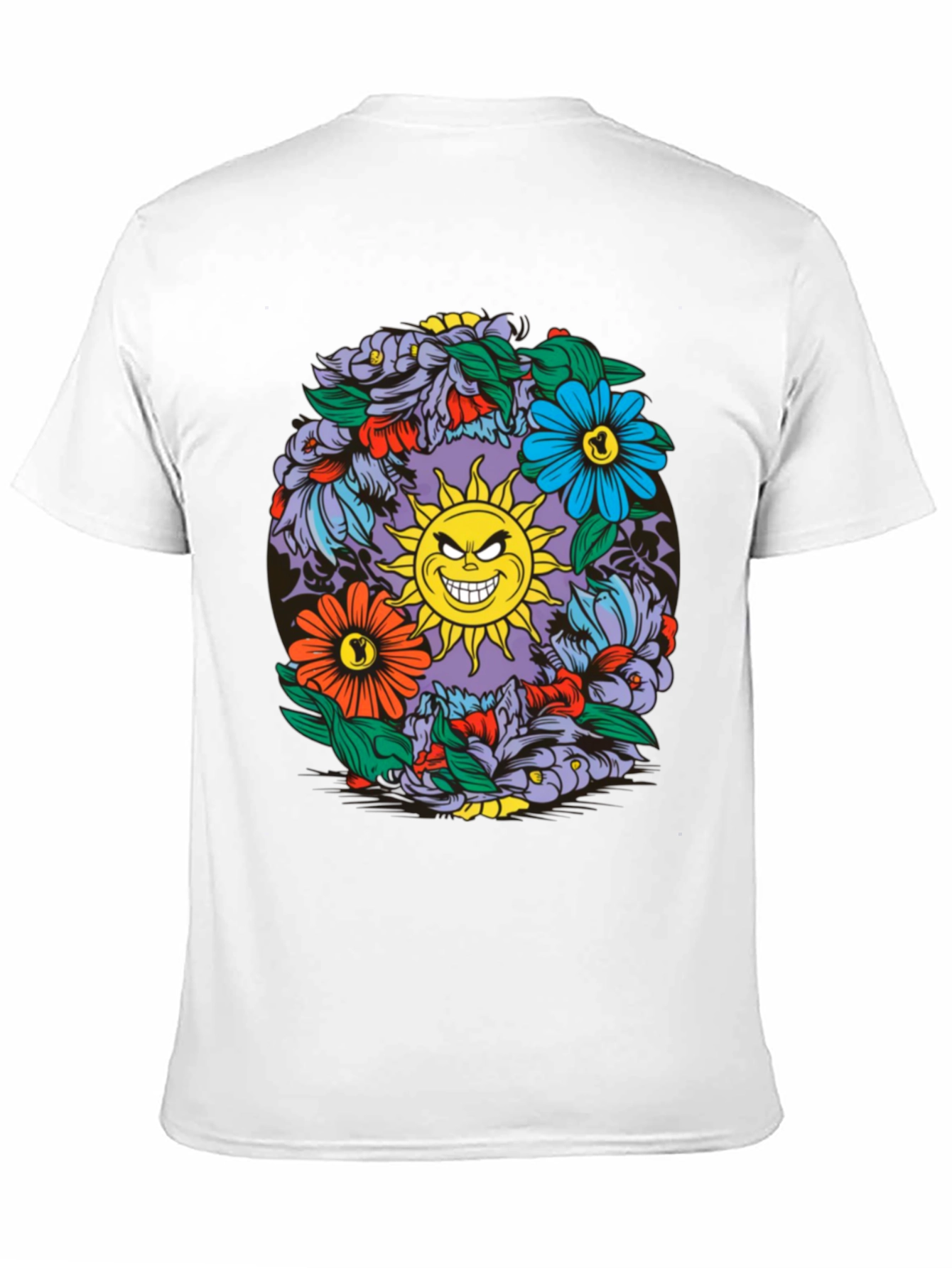 Black Floral Sun Graphic Black T-Shirt view 11