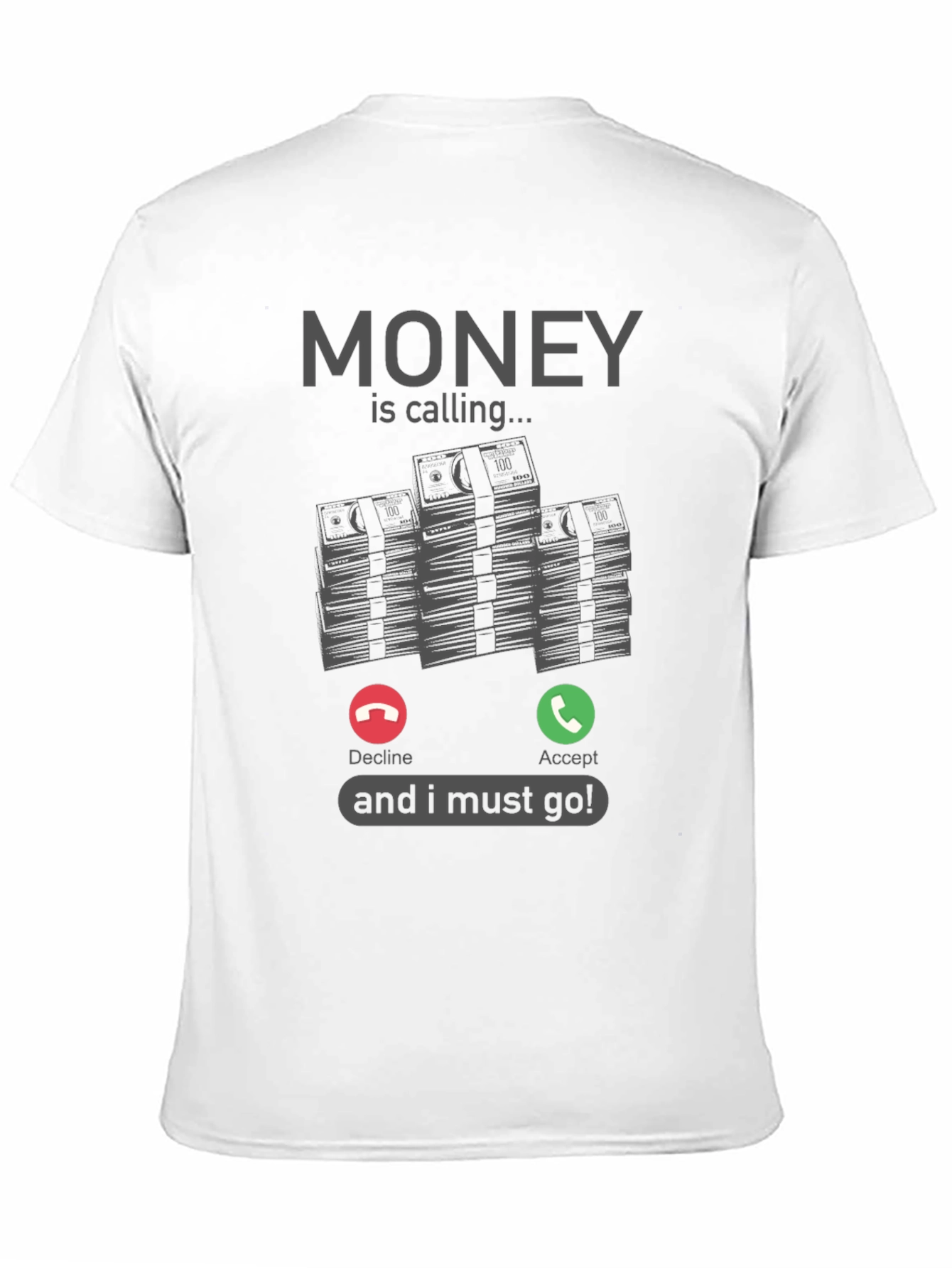 Black Money Calling T-Shirt - Funny Graphic Tee view 11