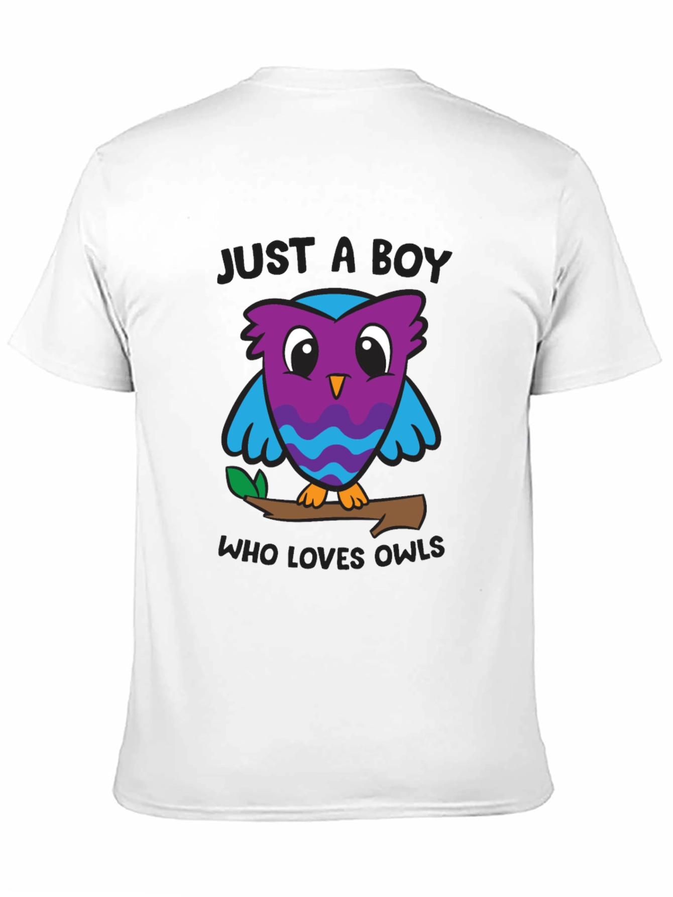 Black Just A Boy Who Loves Owls Graphic T-Shirt view 11
